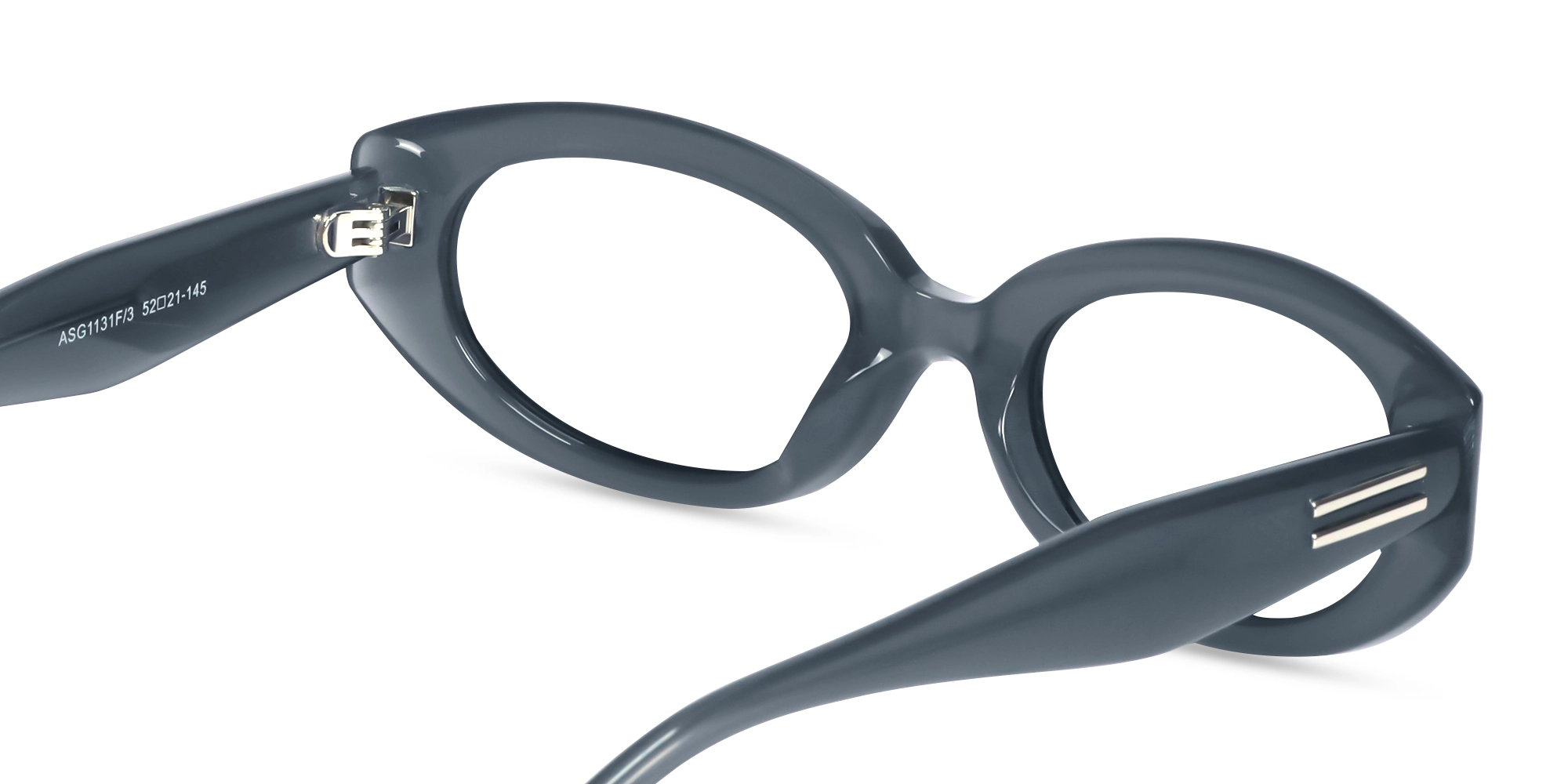 Matte Bluish Grey Oval Glasses-5