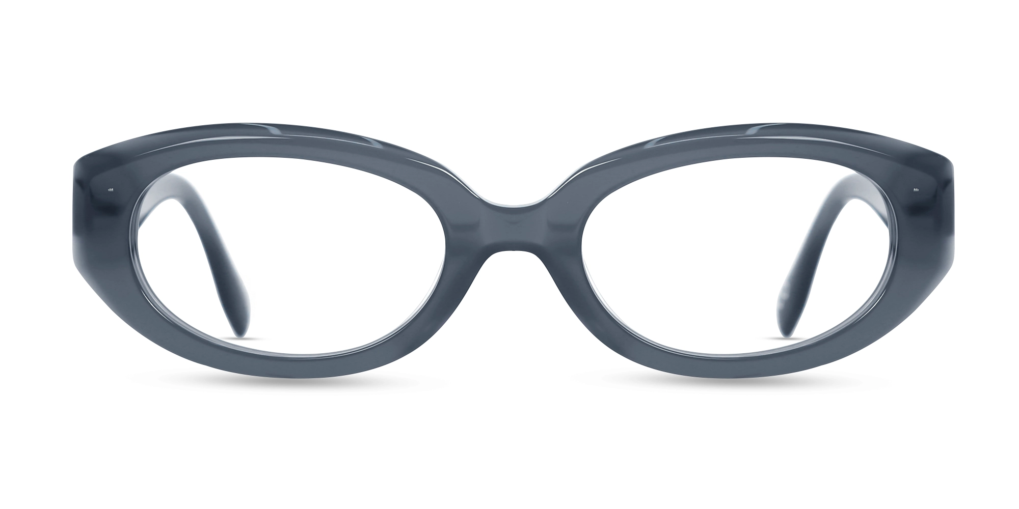 Matte Bluish Grey Oval Glasses-1
