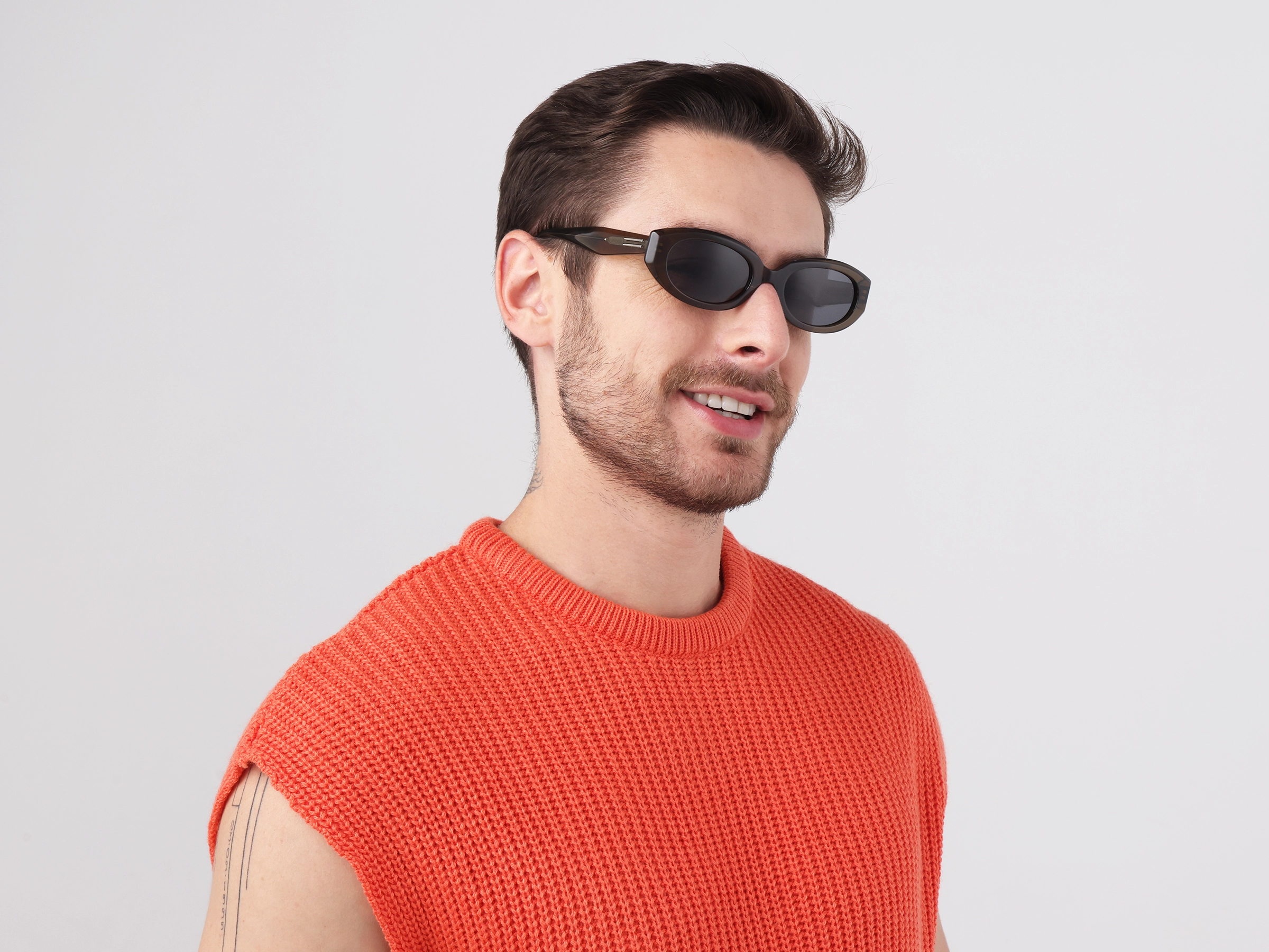 Crystal Khaki Oval Acetate Full-Rim Sunglasses-2