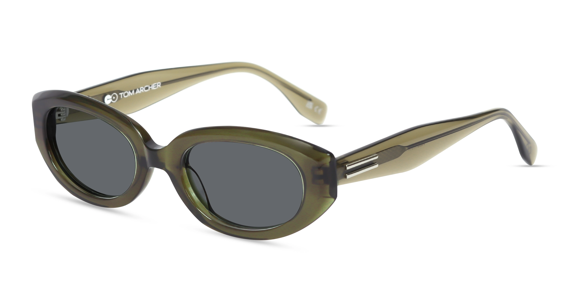 Crystal Khaki Oval Acetate Full-Rim Sunglasses-3