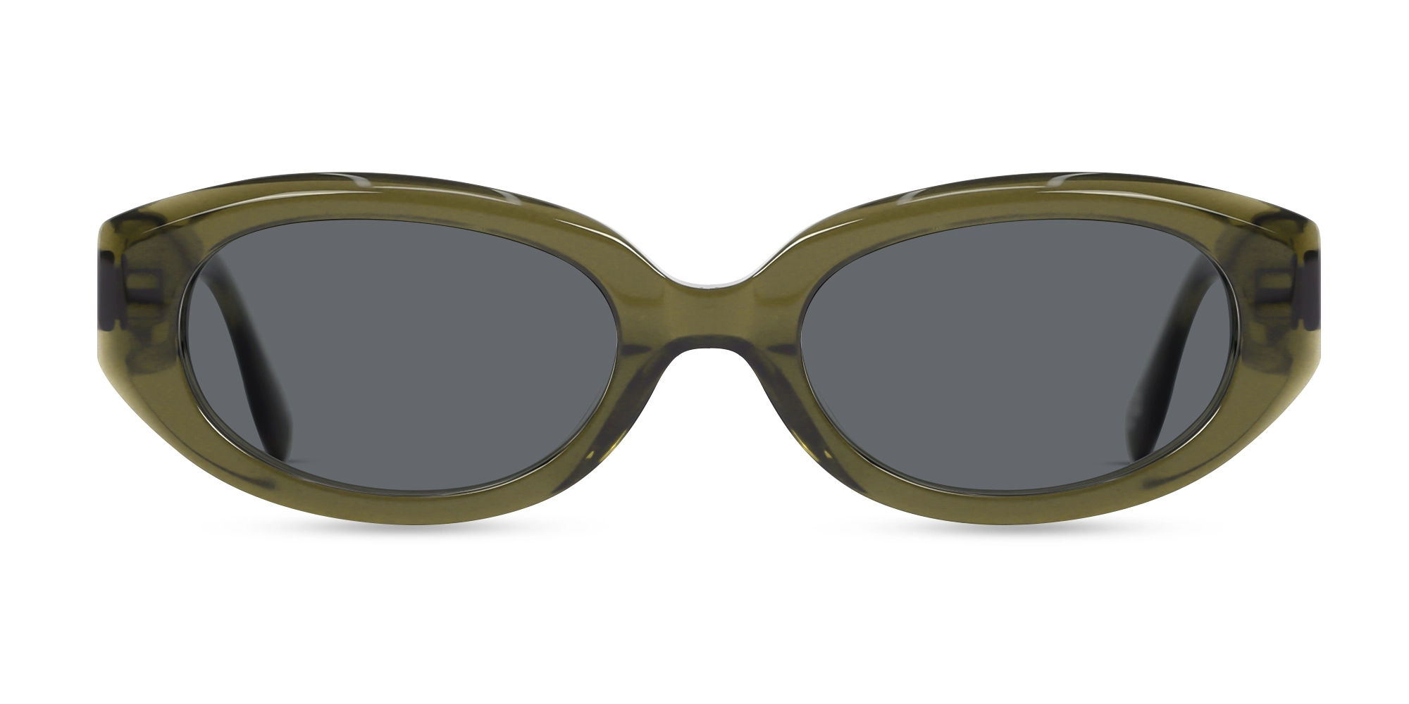 Crystal Khaki Oval Acetate Full-Rim Sunglasses-1