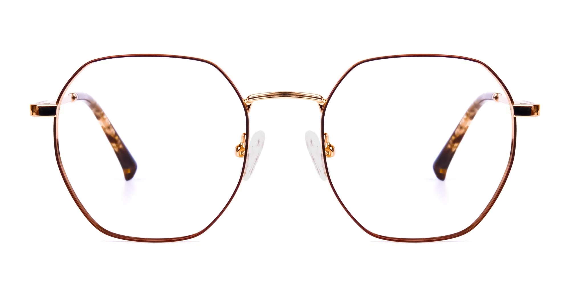 A23076F/2 - Full Rim Brown & Gold Geometric Glasses Frames