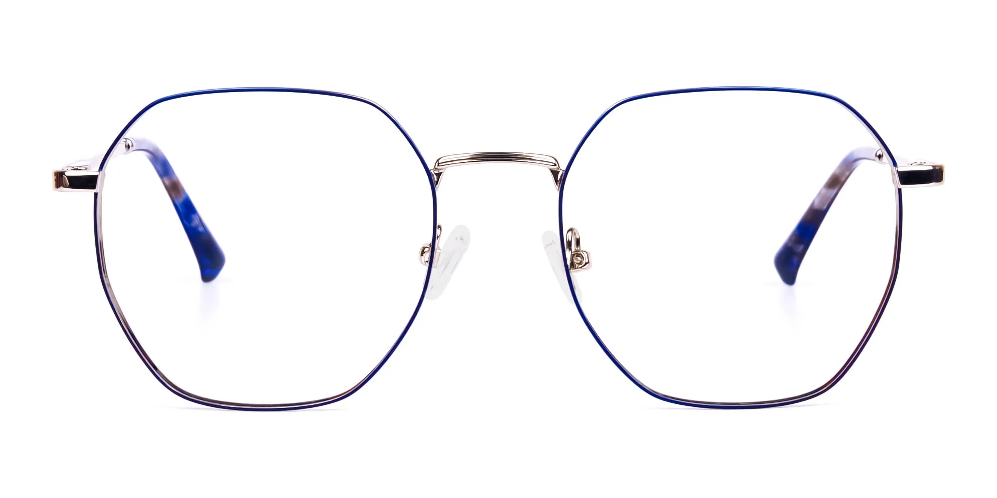 Navy Blue and Silver Geometric Glasses-2