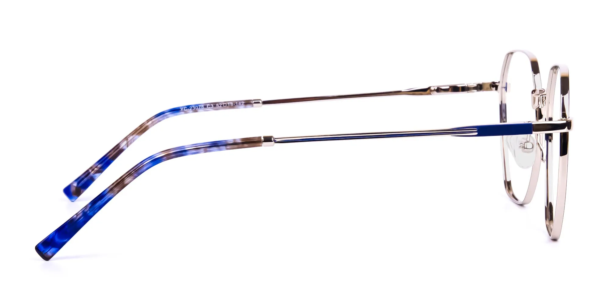 Navy Blue and Silver Geometric Glasses-2