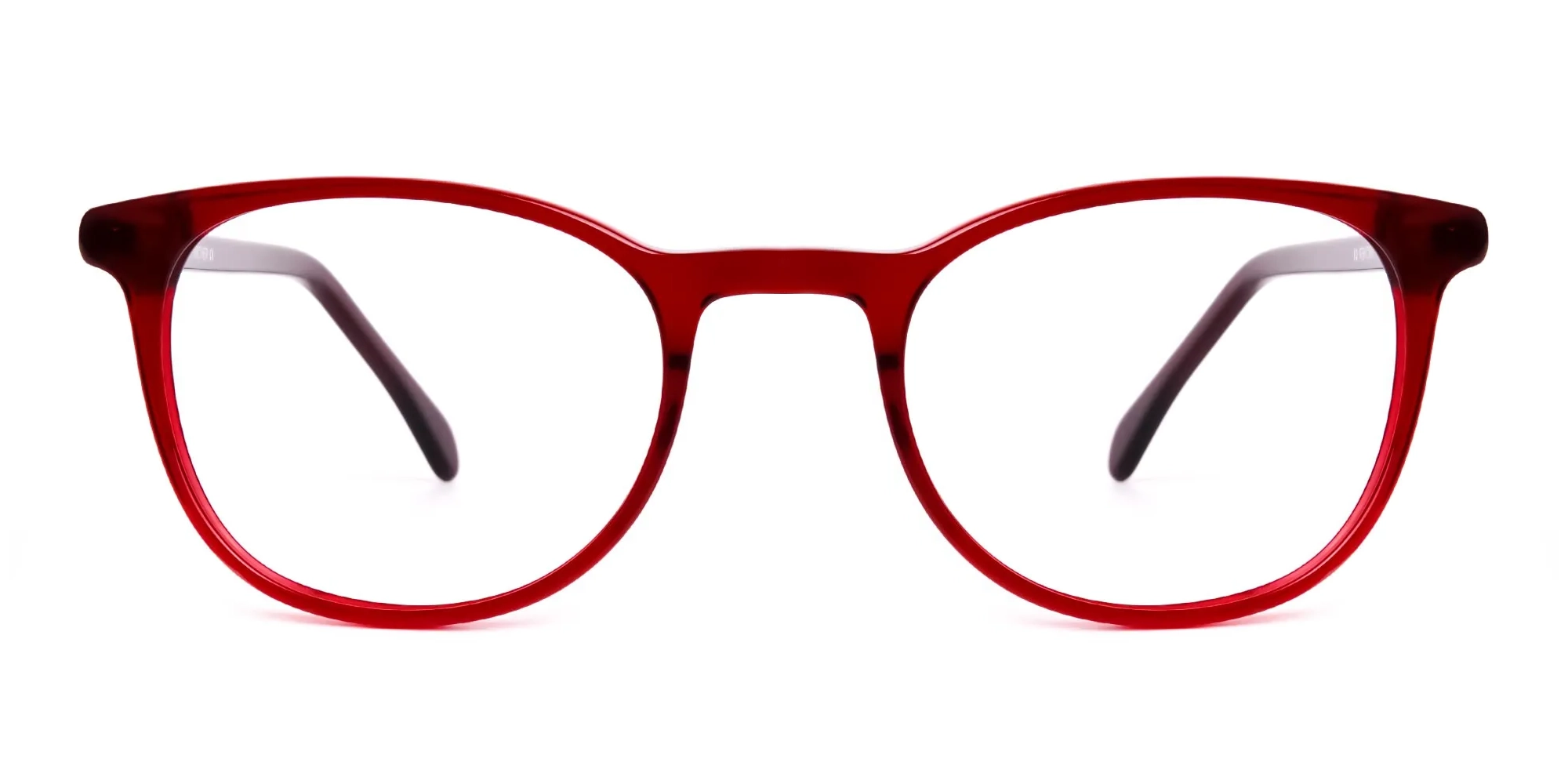 Wine Red Translucent Round Glasses Frames-2