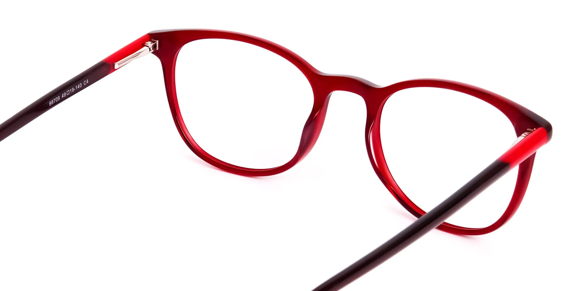 Wine Red Translucent Round Glasses Frames-2