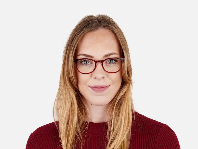 Wine Red Translucent Round Glasses Frames-2