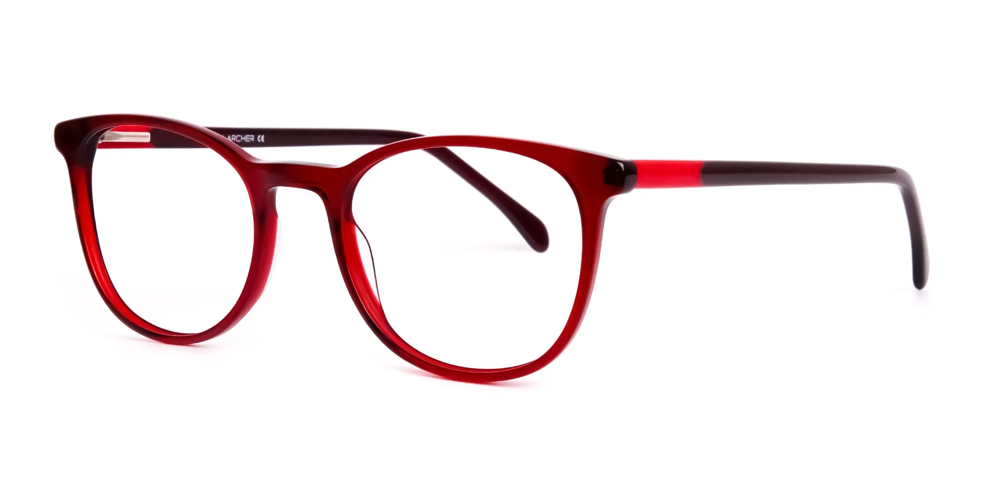 Wine Red Translucent Round Glasses Frames-2