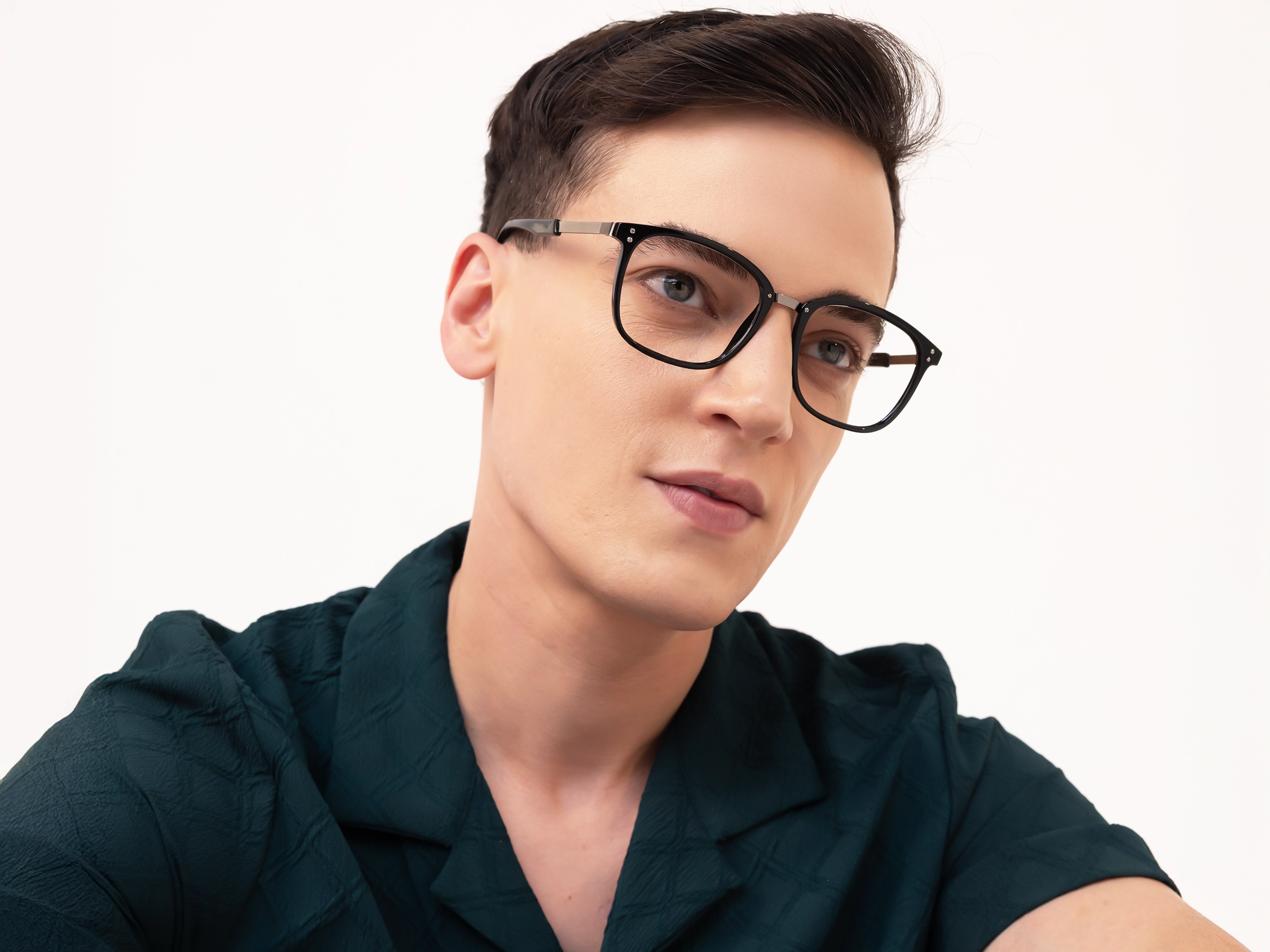 Mixed Material Black Square Glasses-