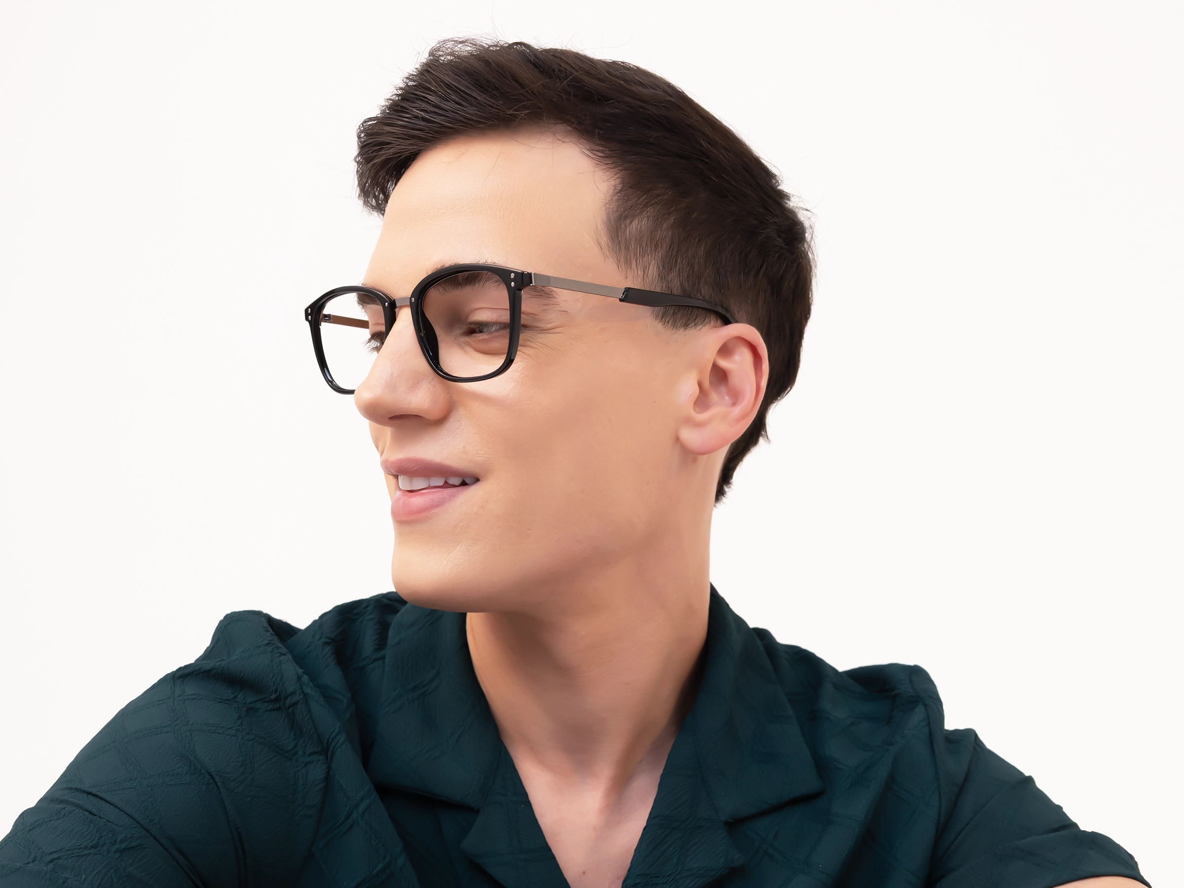 Mixed Material Black Square Glasses-