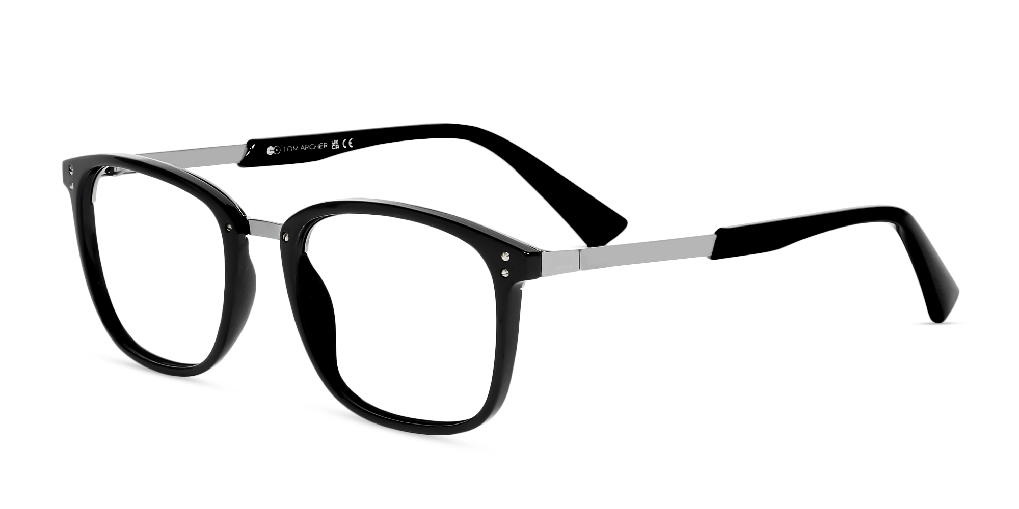Mixed Material Black Square Glasses-3