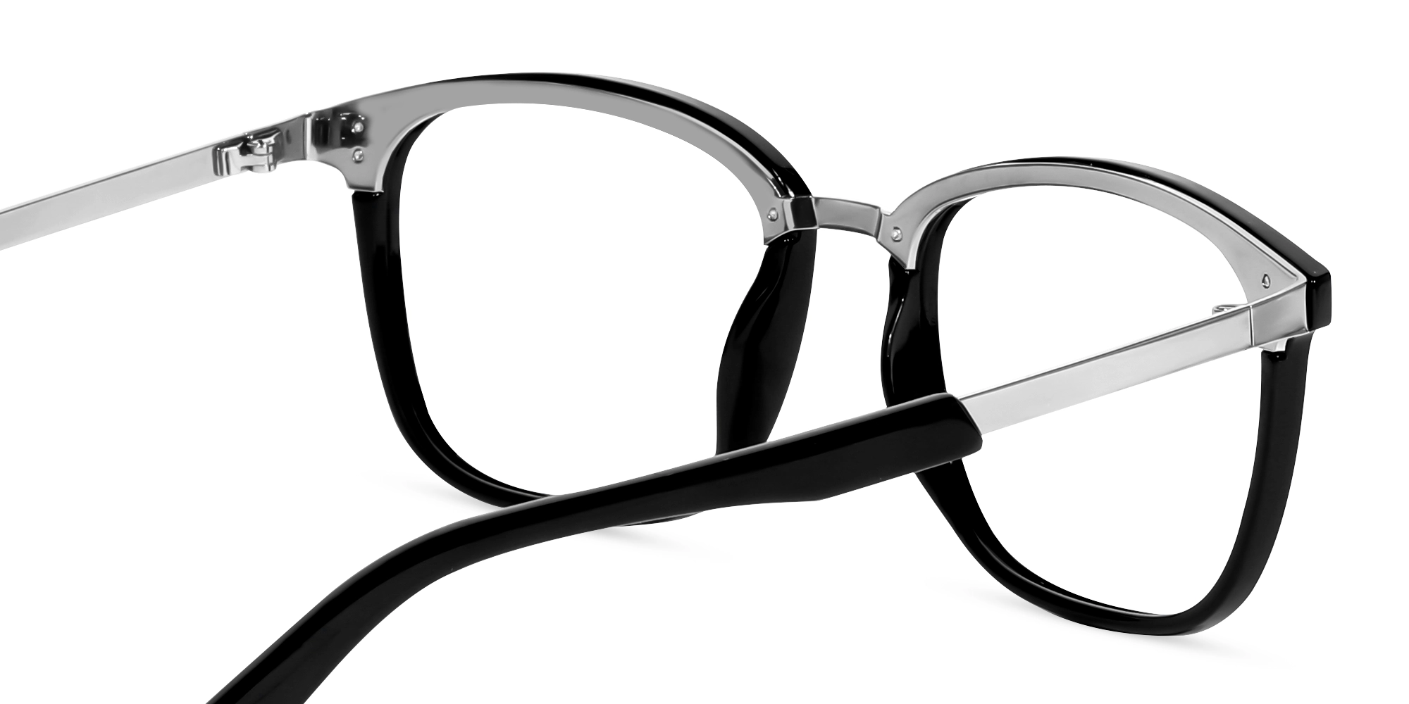 Mixed Material Black Square Glasses-5