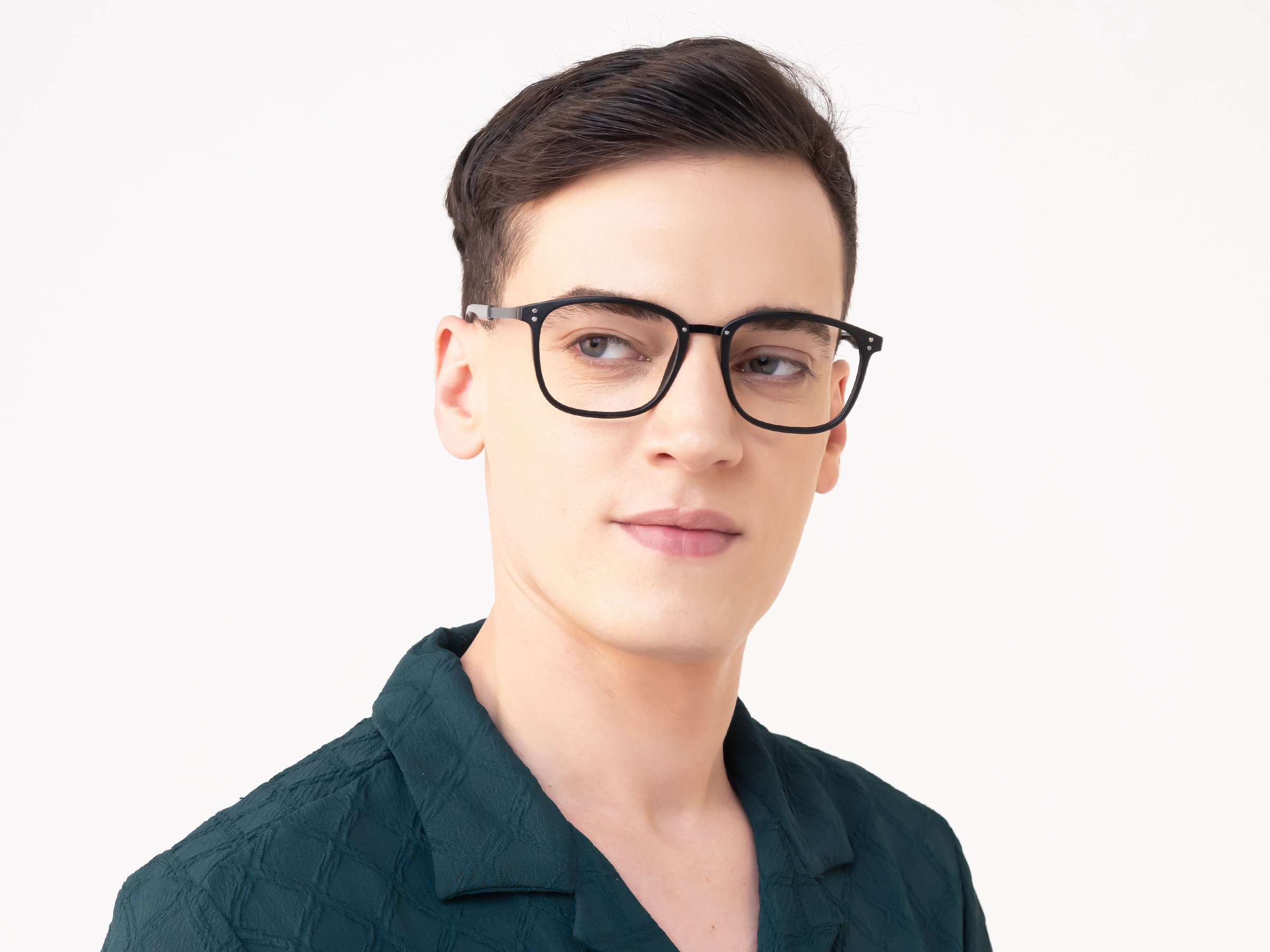 Titanium Matte Black Square Glasses