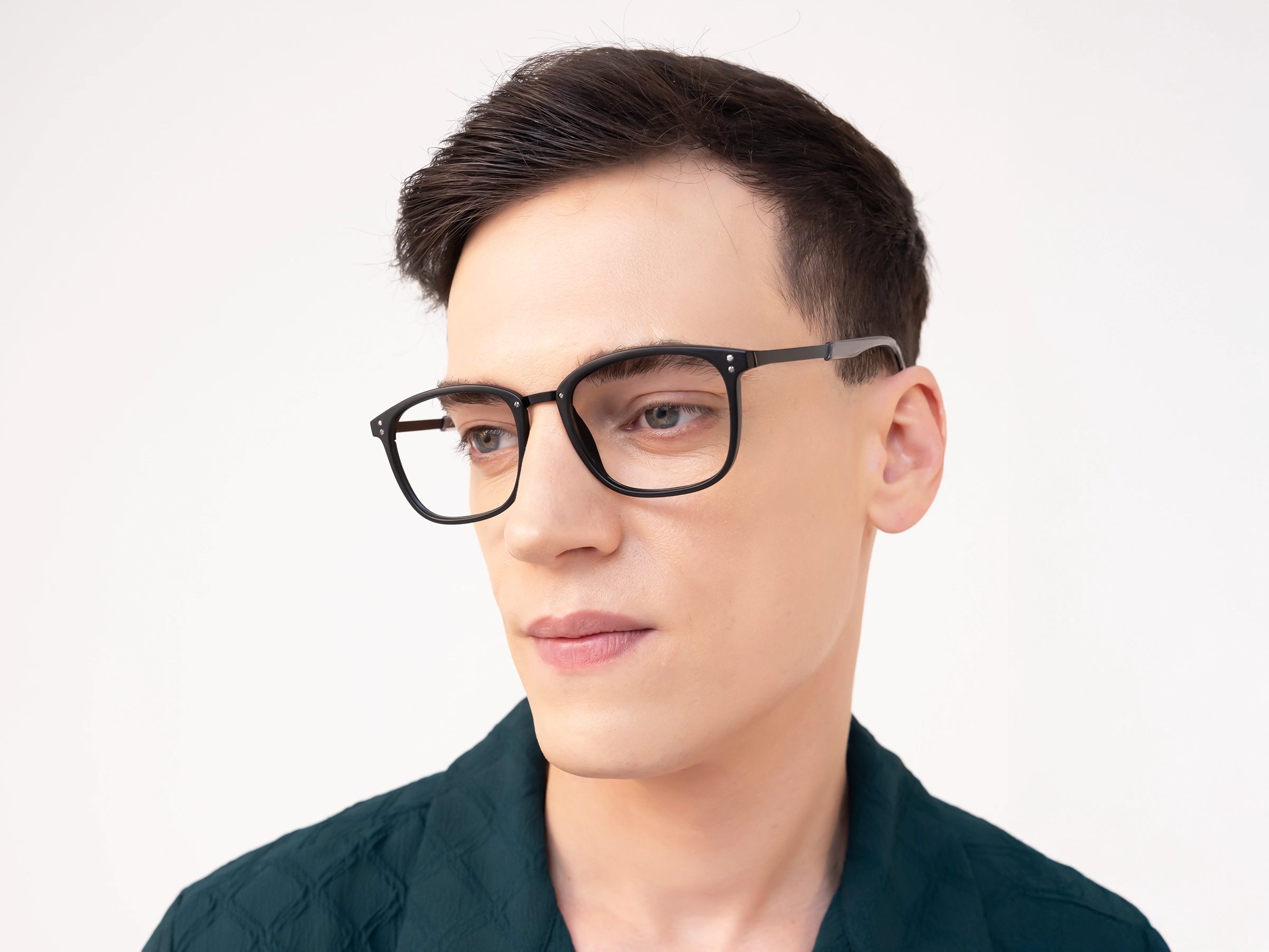 Titanium Matte Black Square Glasses