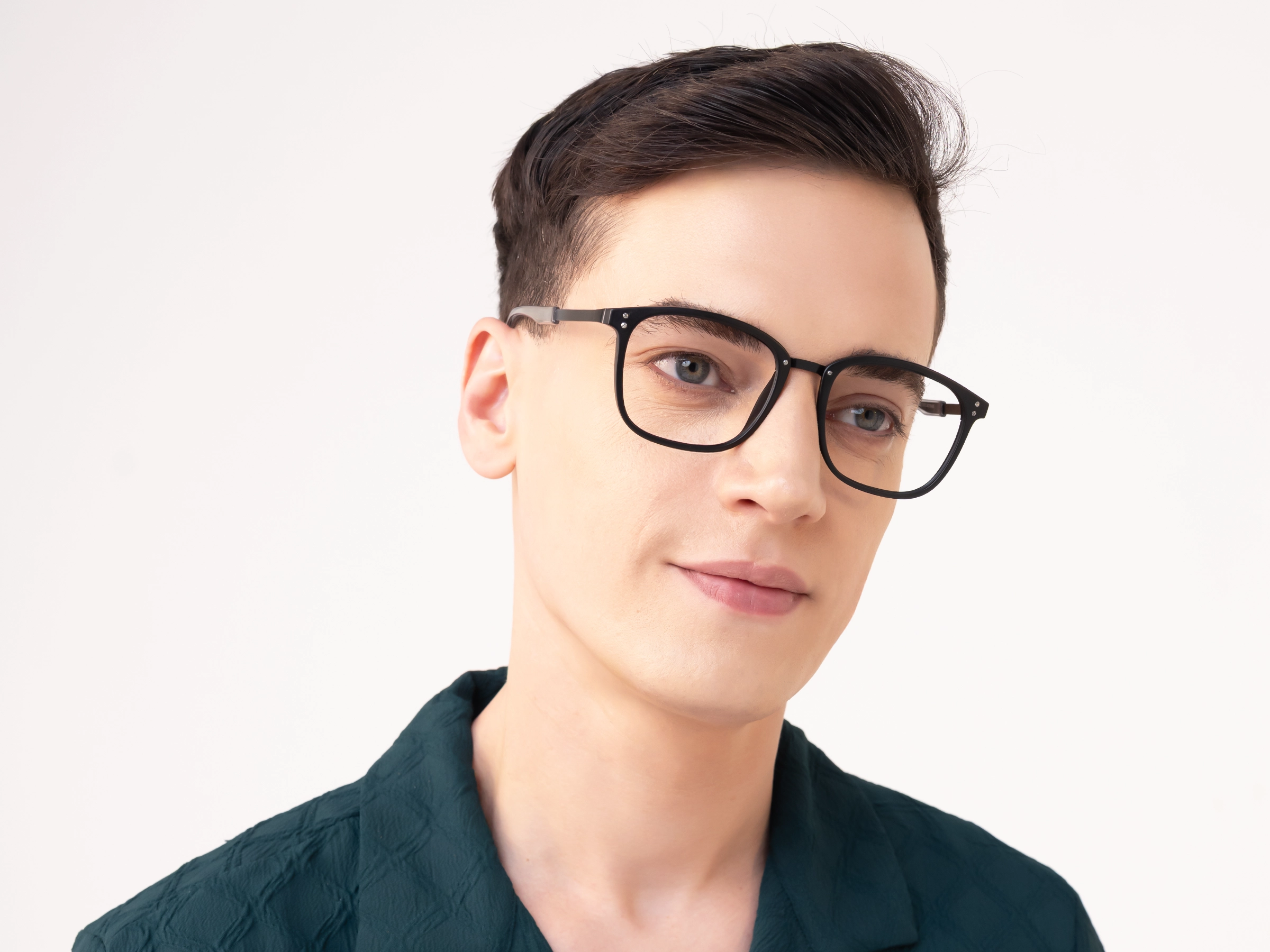 Titanium Matte Black Square Glasses