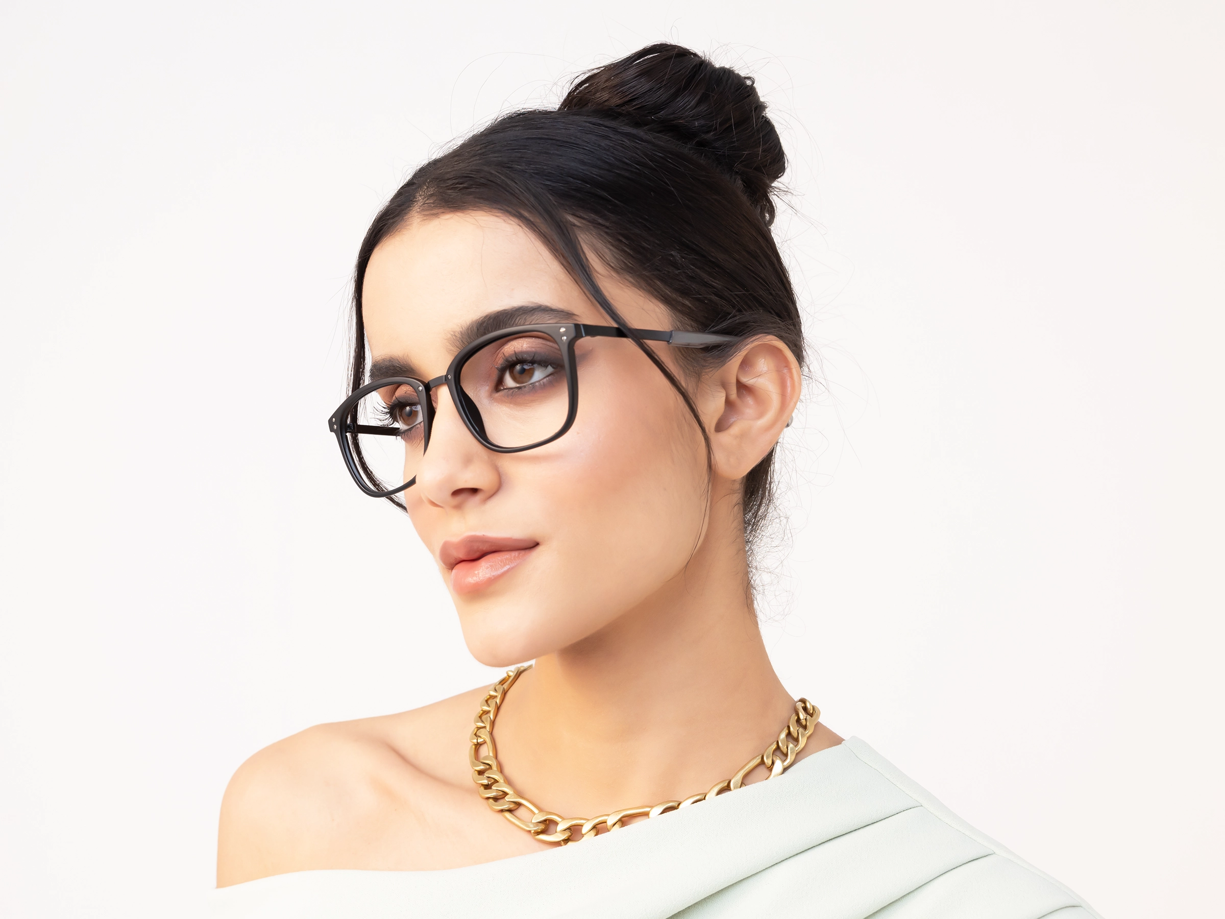 Titanium Matte Black Square Glasses12