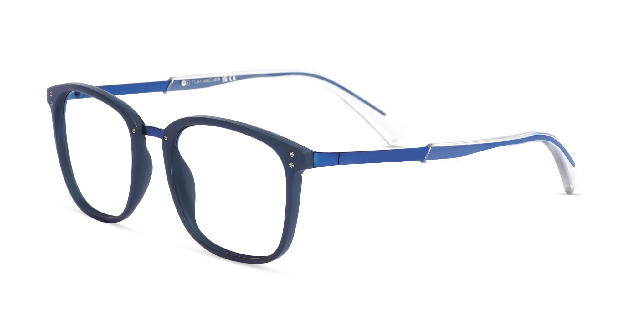 Matte Black & Gold Full-Rim Square Glasses-3