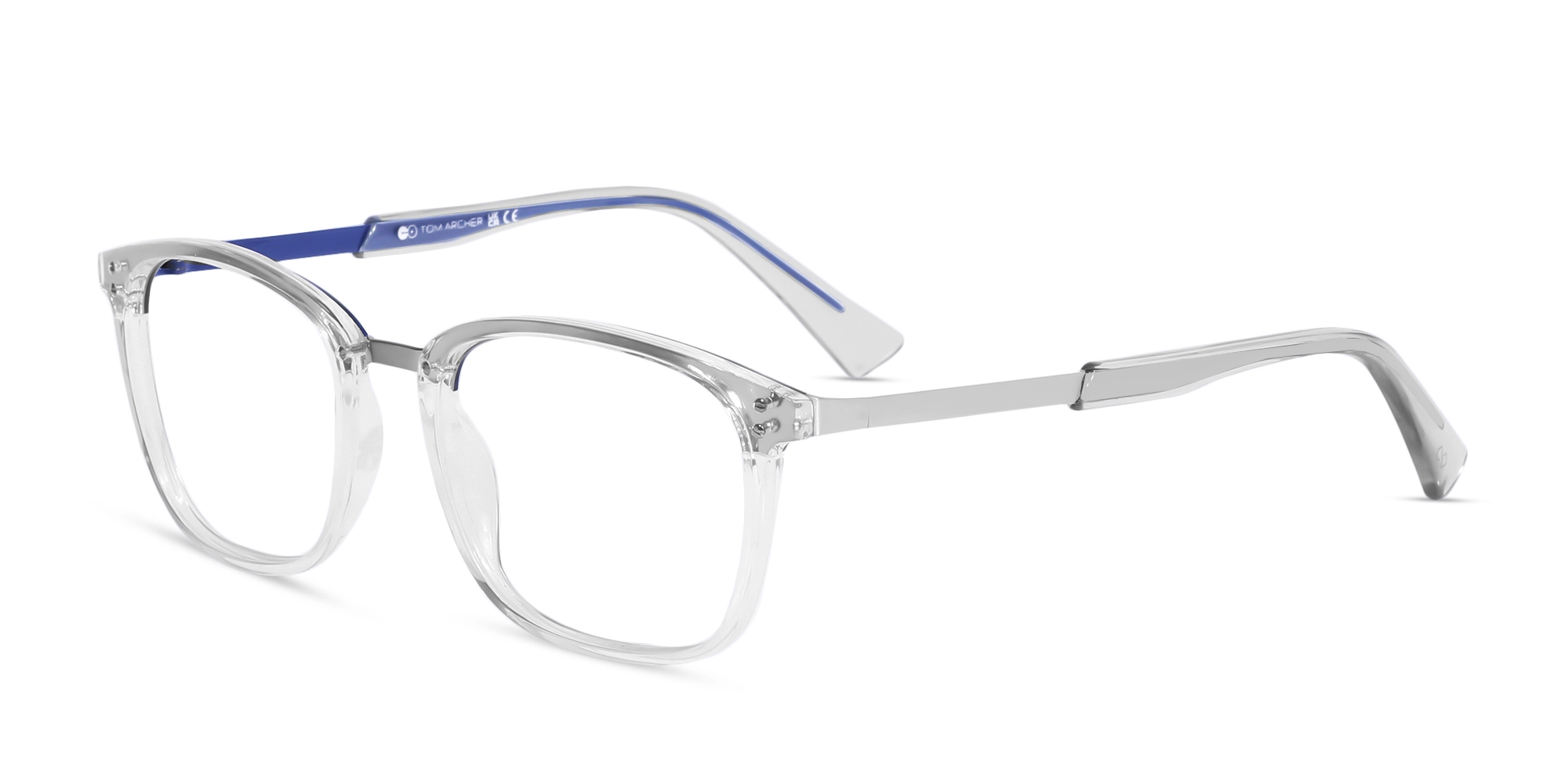 Crystal Clear & Silver Square Glasses-3 Crystal Clear & Silver Square Glasses-3