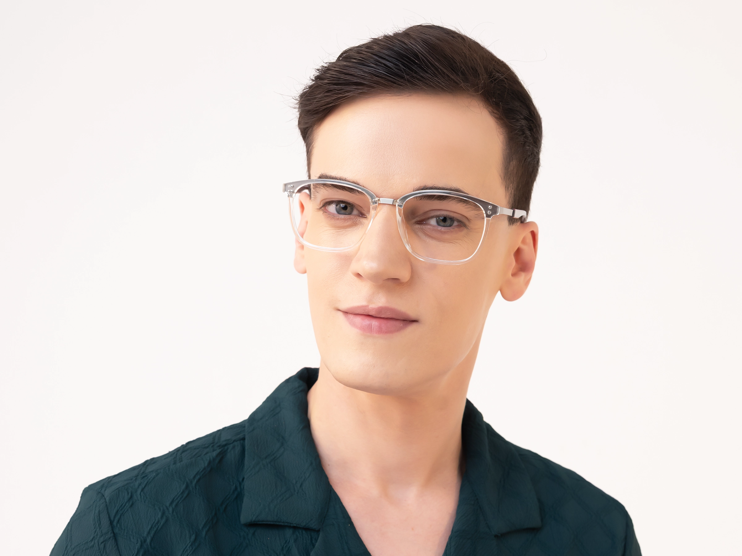 Titanium Crystal Clear & Silver Glasses