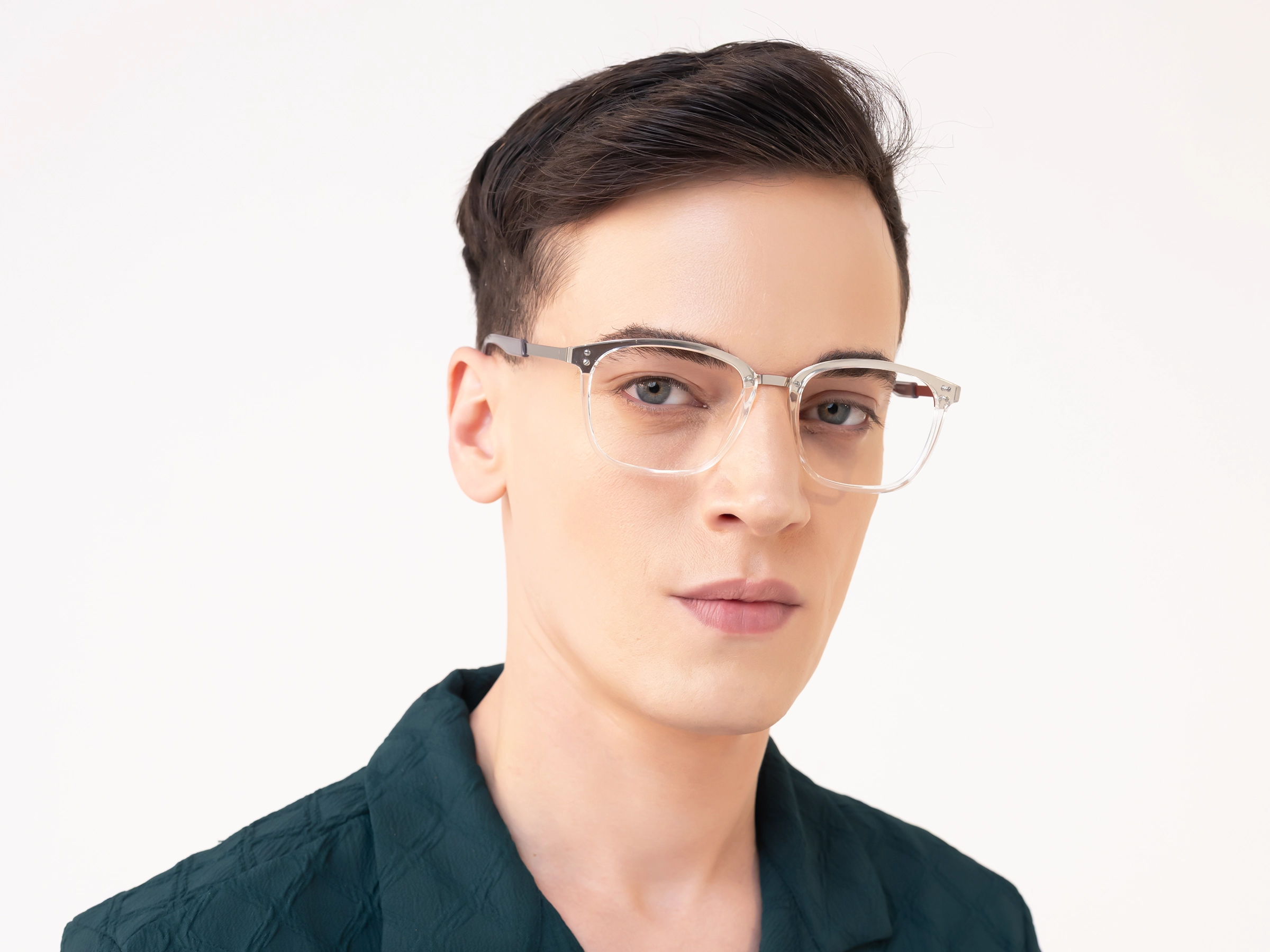 Titanium Crystal Clear & Silver Glasses