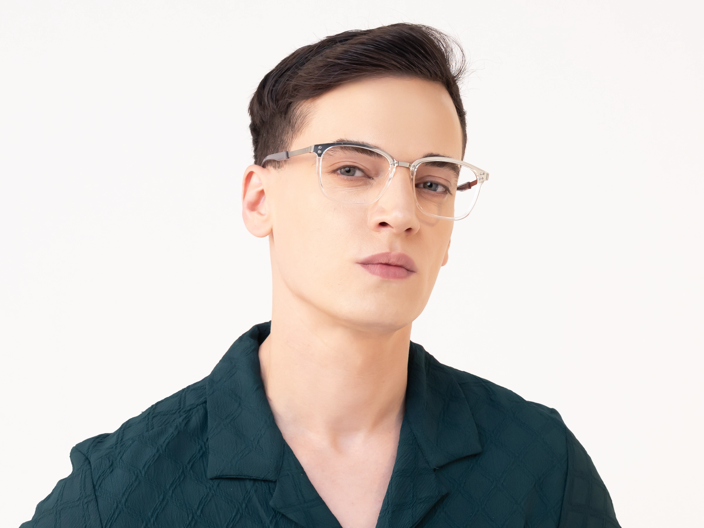 Titanium Crystal Clear & Silver Glasses