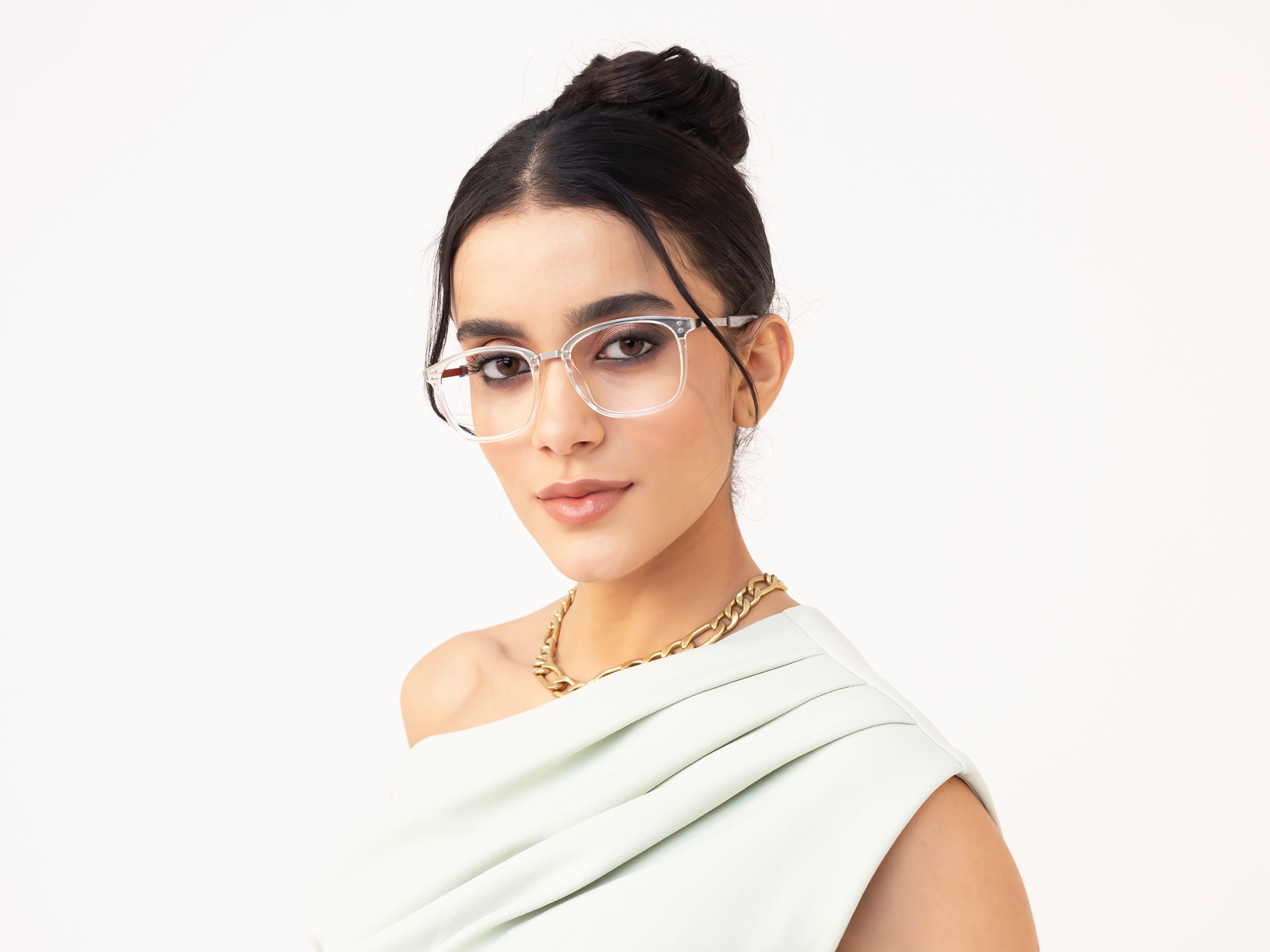 Titanium Crystal Clear & Silver Glasses