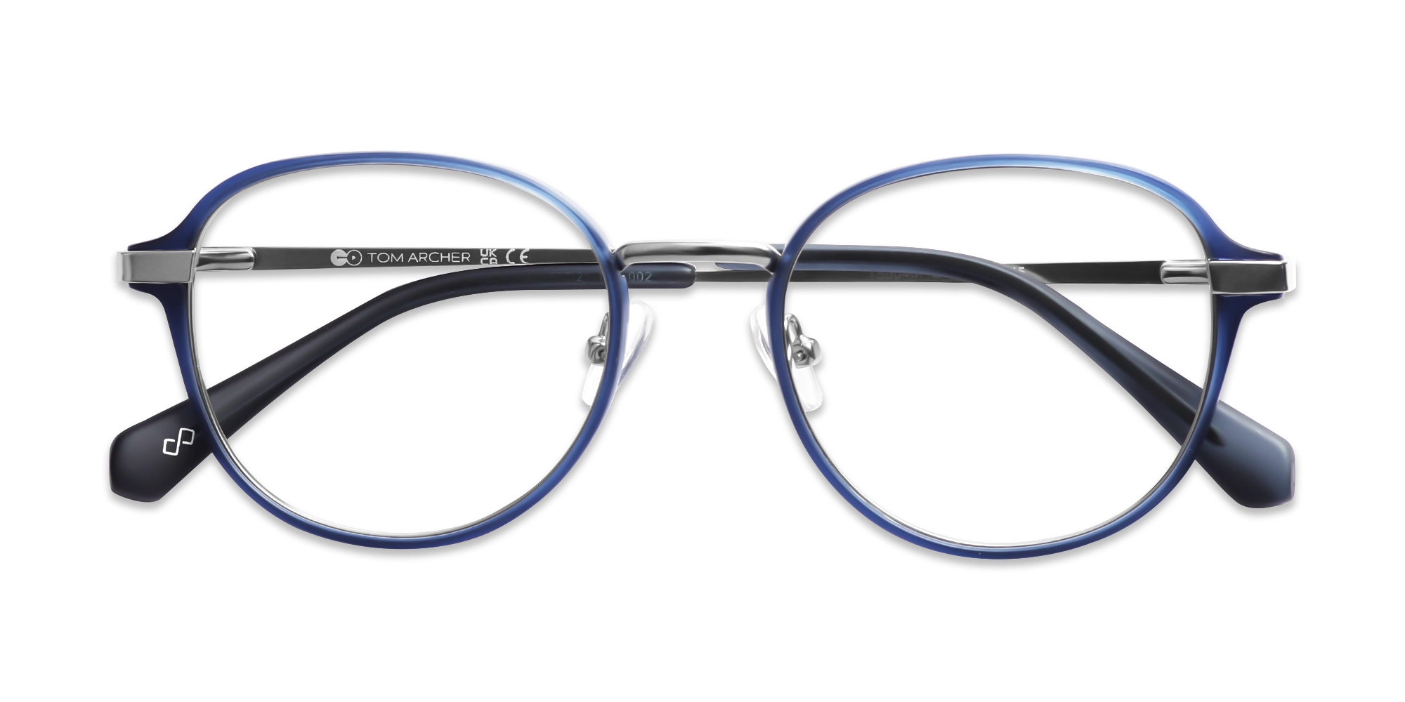 Matte Blue & Gunmetal Round Glasses-6