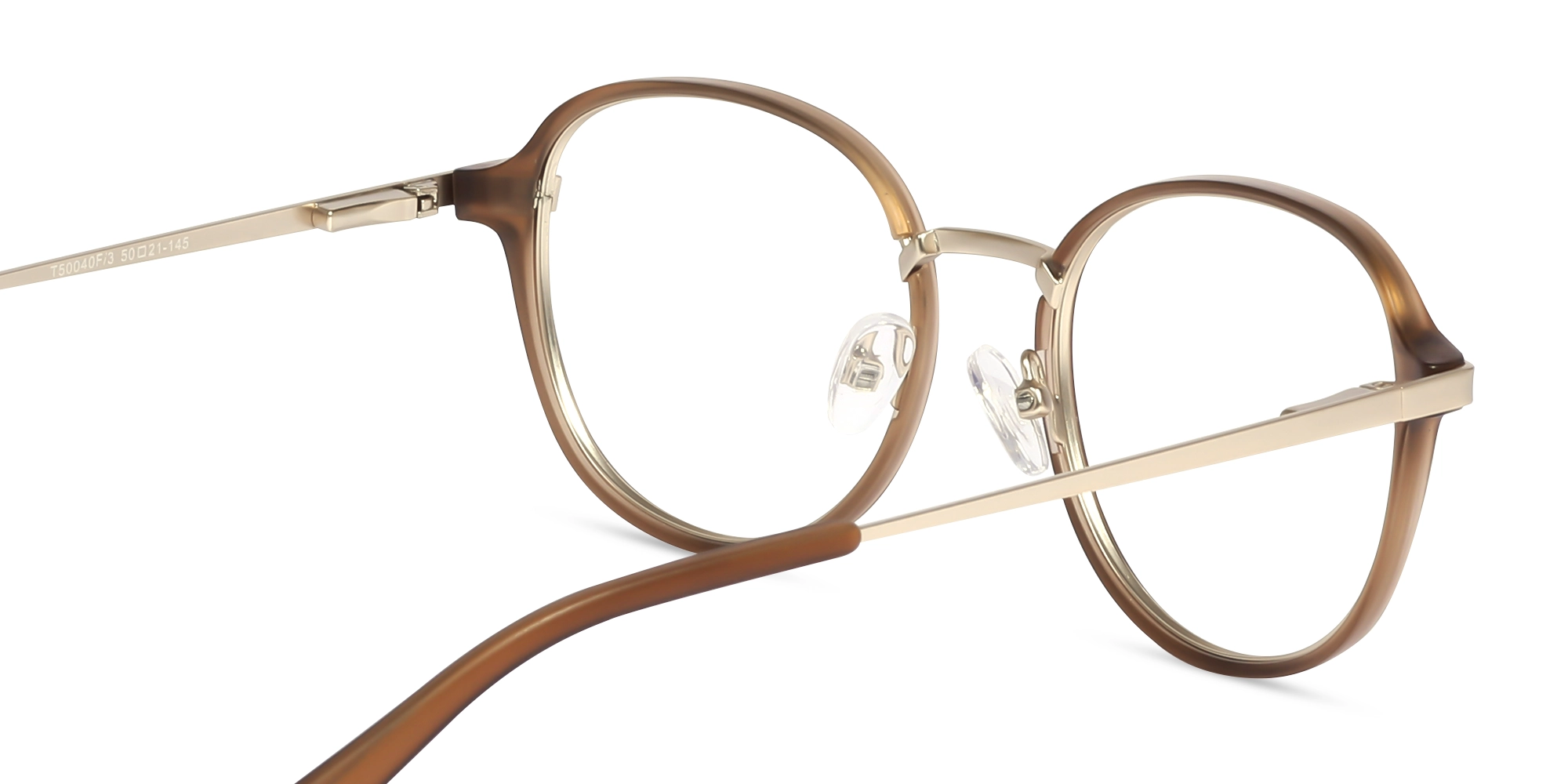Matte Brown & Gold Round Glasses-5
