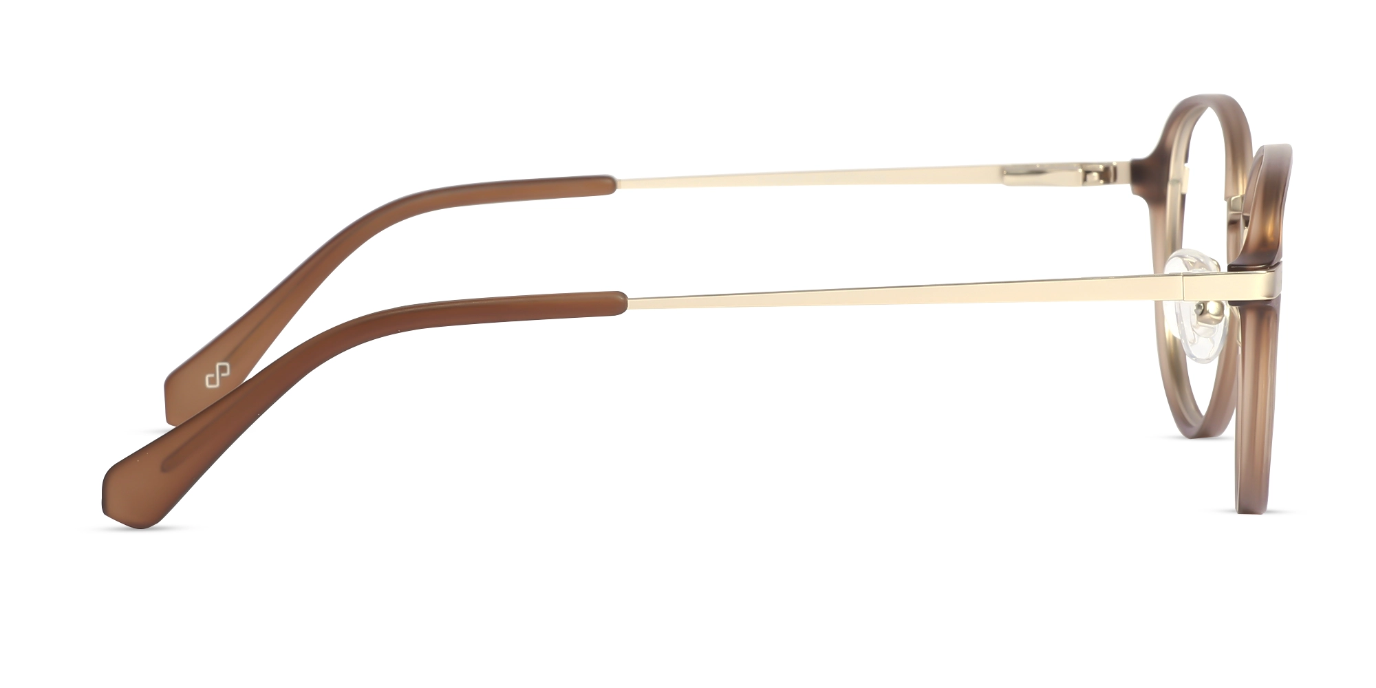 Matte Brown & Gold Round Glasses-4