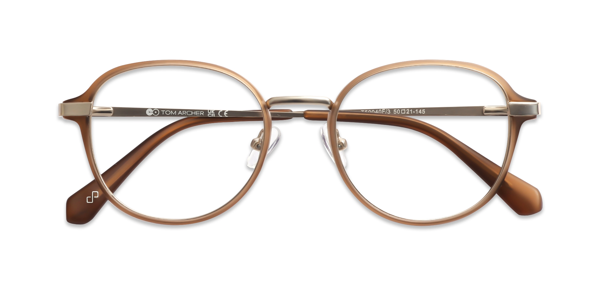 Matte Brown & Gold Round Glasses-6