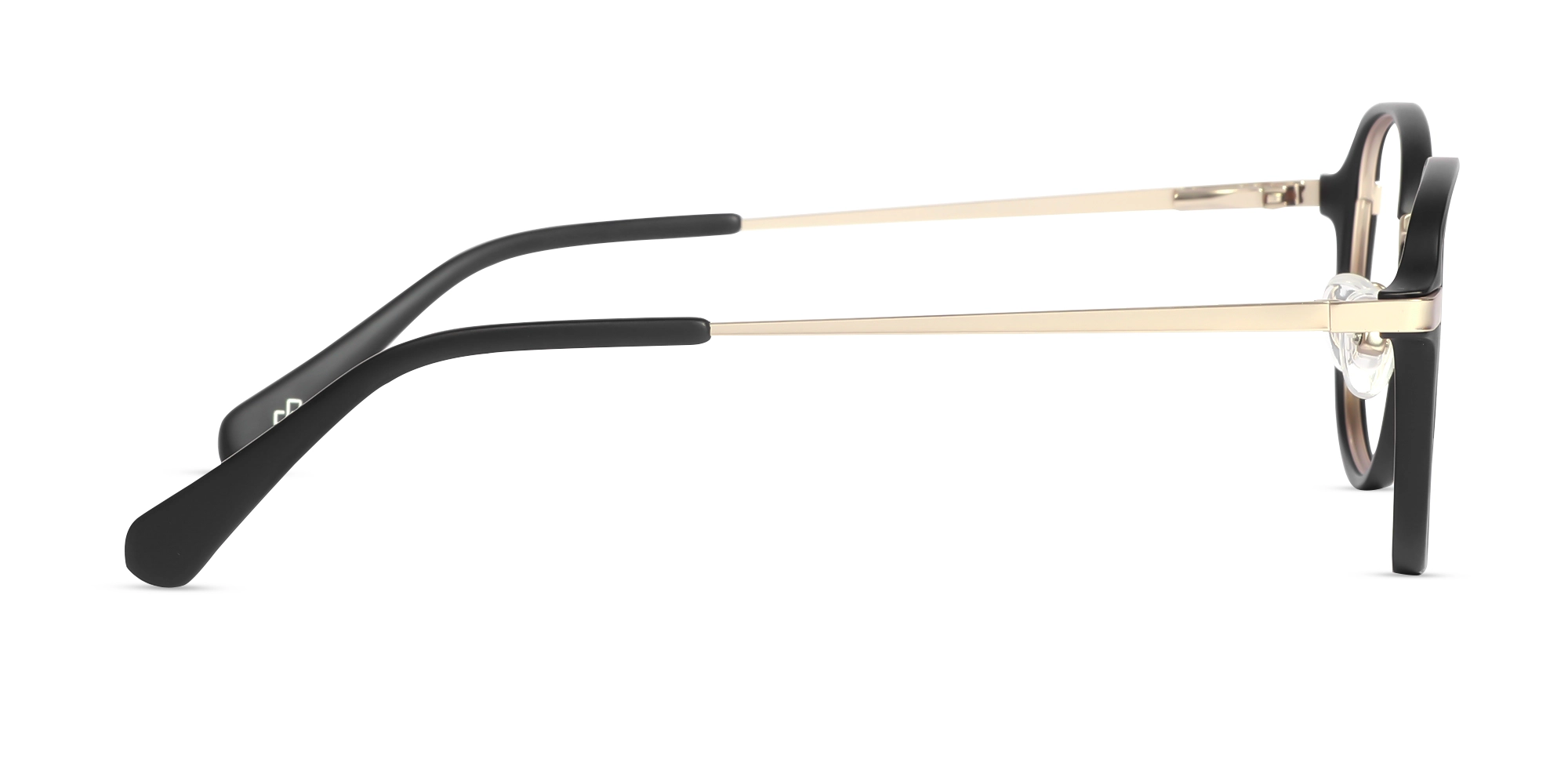 Matte Black & Champagne Gold Round Glasses-4