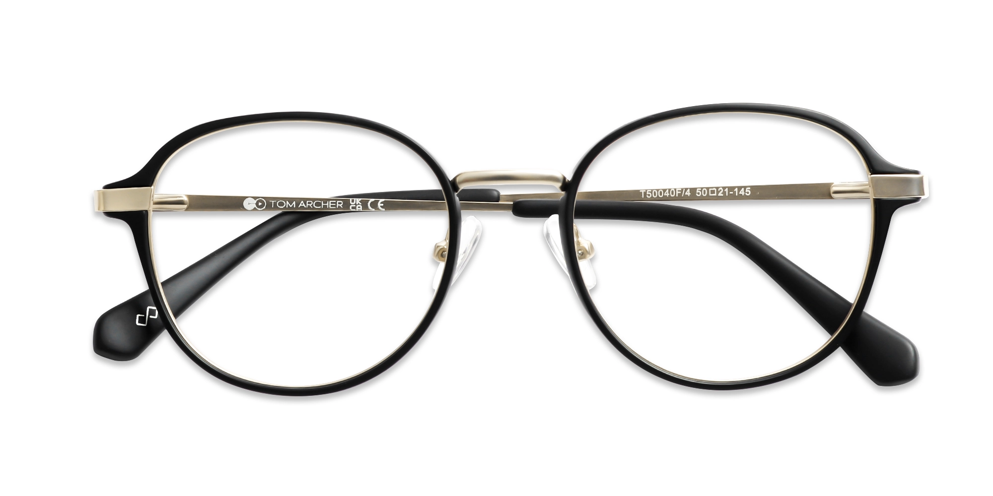 Matte Black & Champagne Gold Round Glasses-6