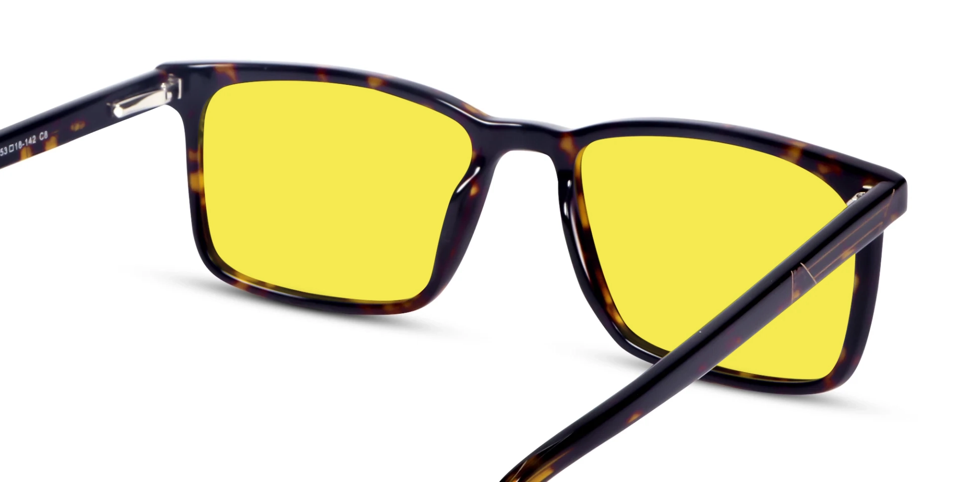 Black Rectangular Yellow Tint Glasses-5