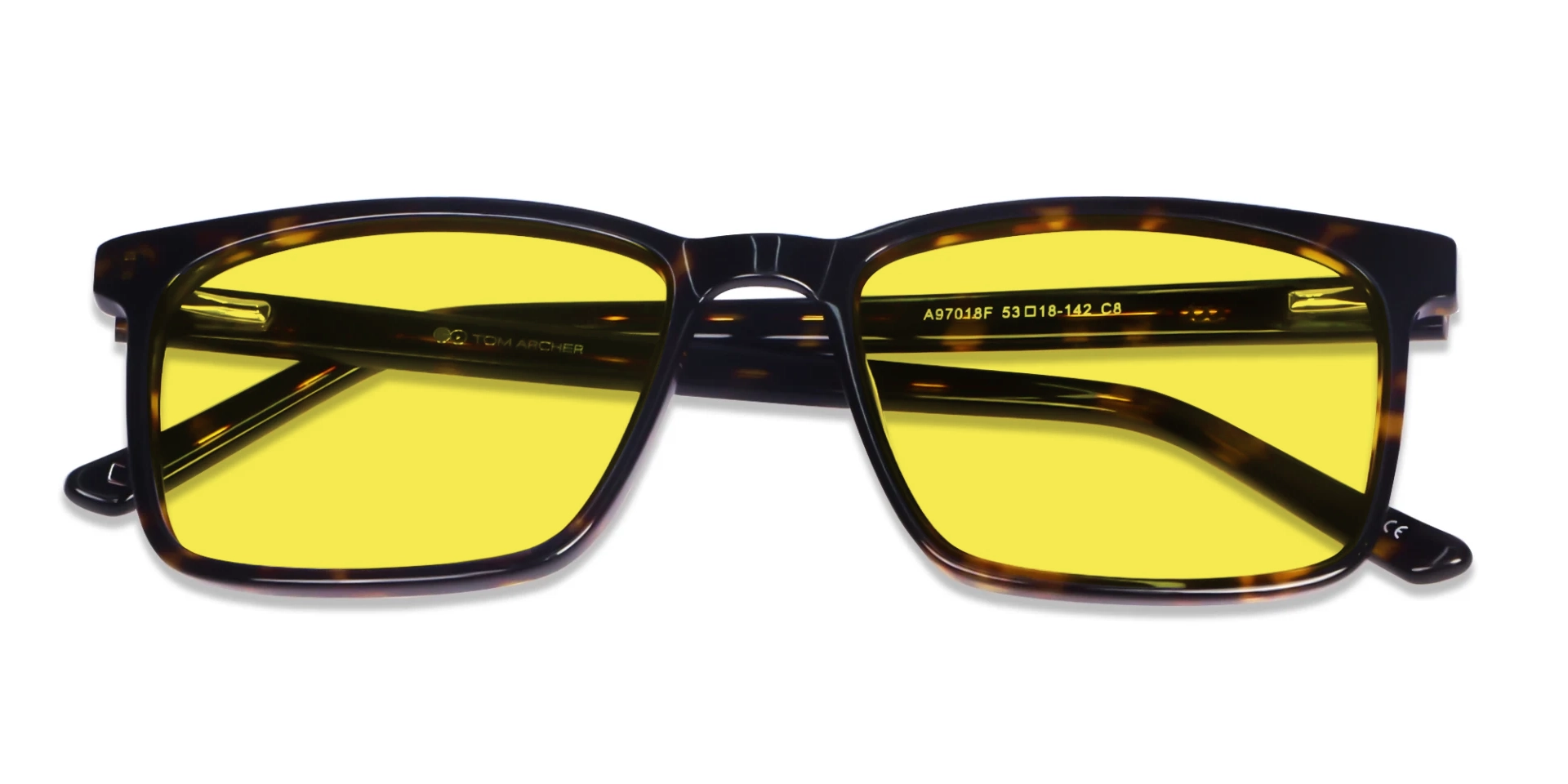 Black Rectangular Yellow Tint Glasses-6