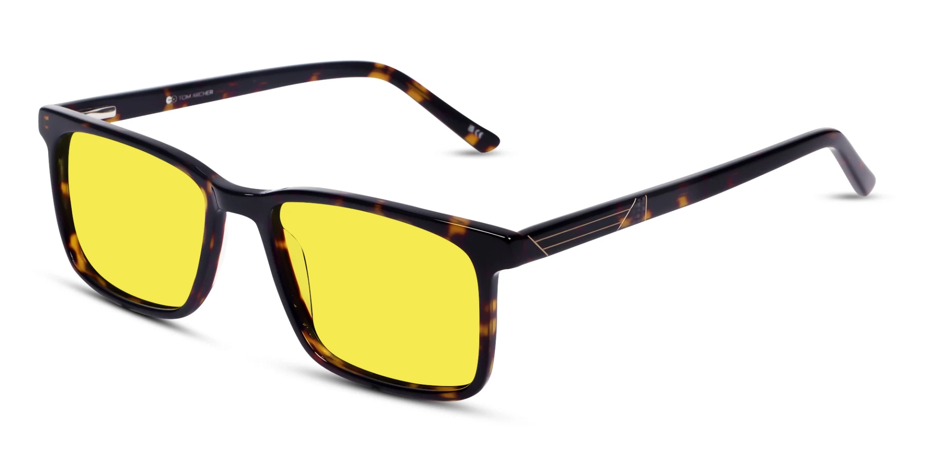 Black Rectangular Yellow Tint Glasses-3