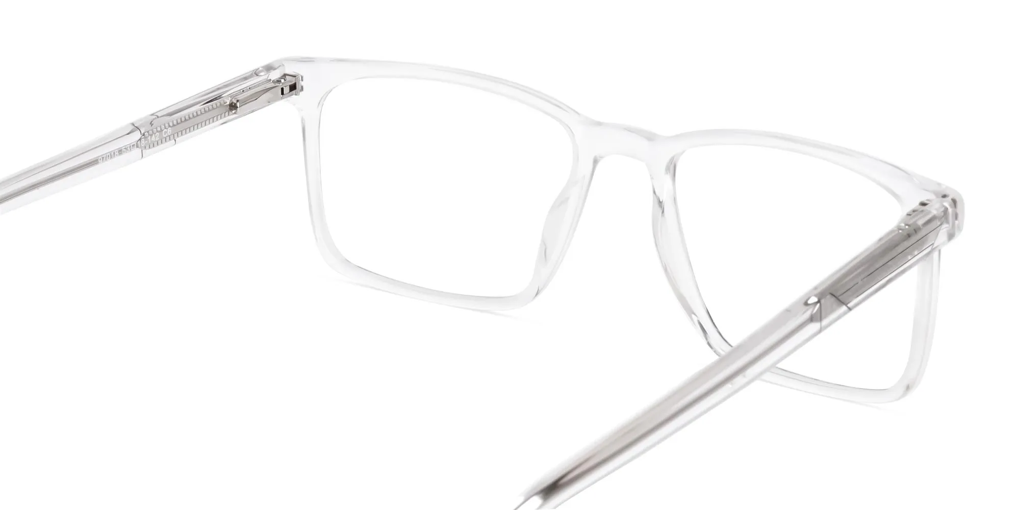 Crystal Clear rectangle spectacles with crystal clear temples and spring hinges – Tom Archer BUSK 6