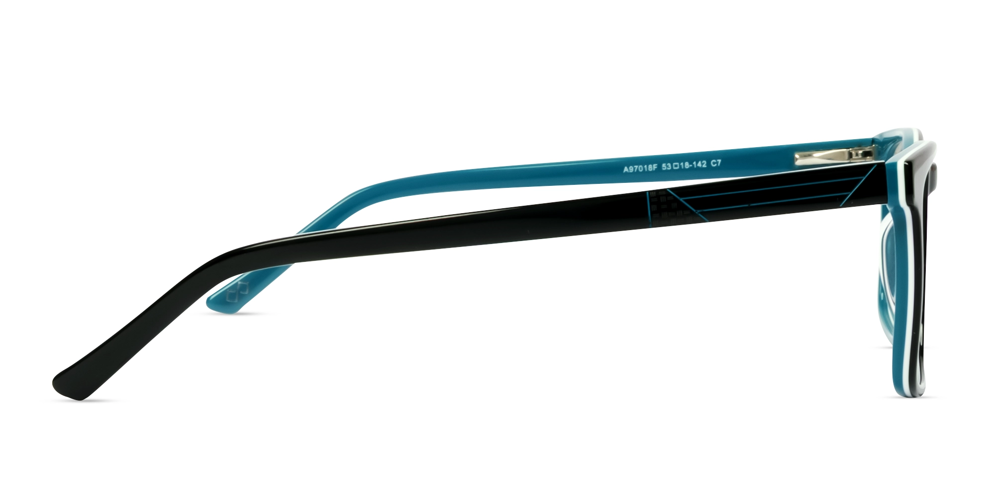 designer Black and teal rectangular glasses frames-2