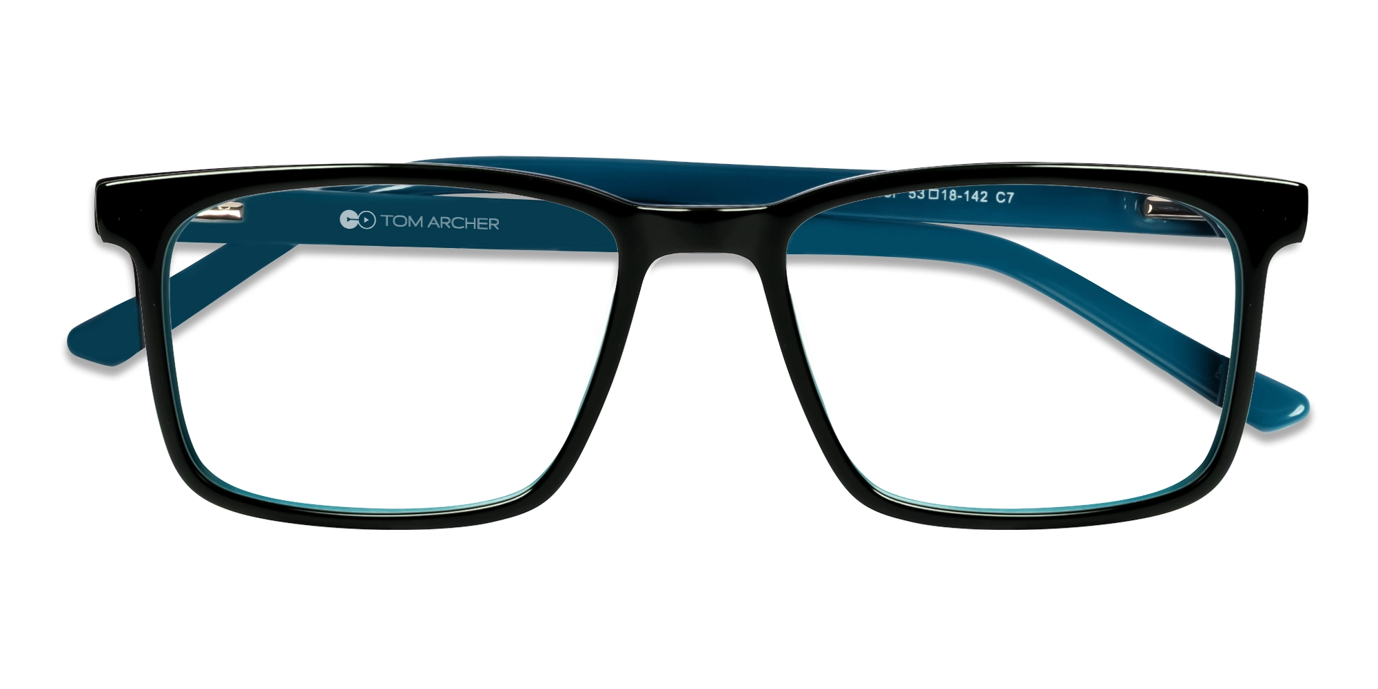 designer Black and teal rectangular glasses frames-2
