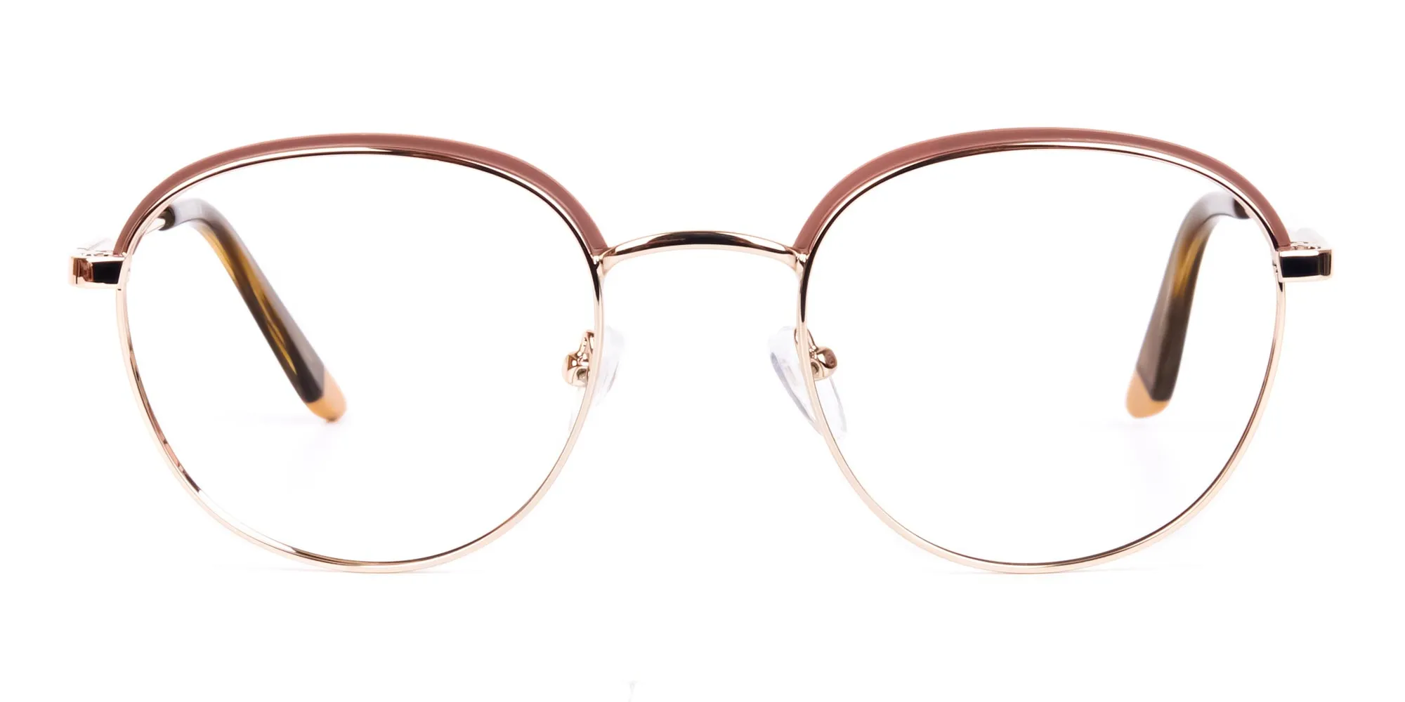A3809F/2 - Brown & Gold Round Pilot Glasses
