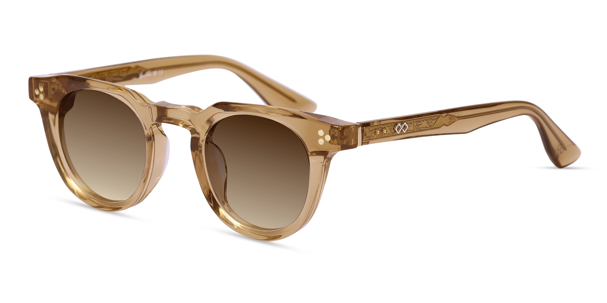 Crystal Taupe Brown Cat Eye Sunglasses-3