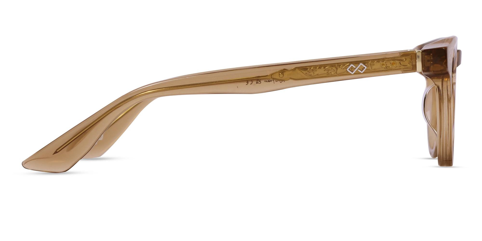 Crystal Taupe Brown Round Cat-eye Glasses-4