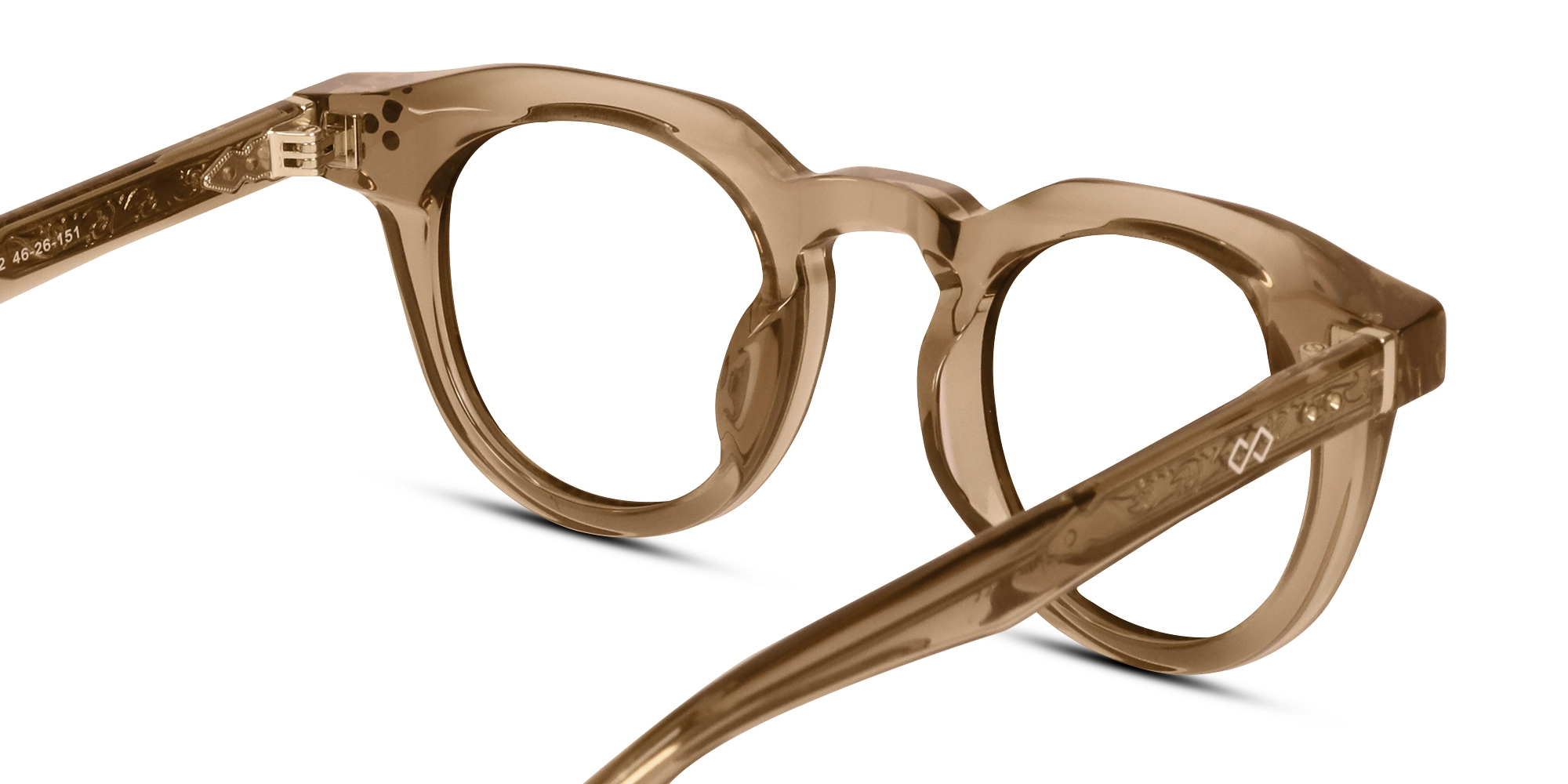 Crystal Taupe Brown Round Cat-eye Glasses-5