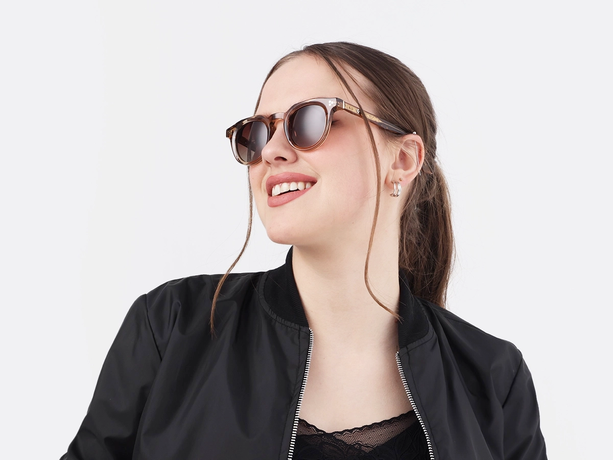 Crystal Taupe Brown Cat Eye Sunglasses 51