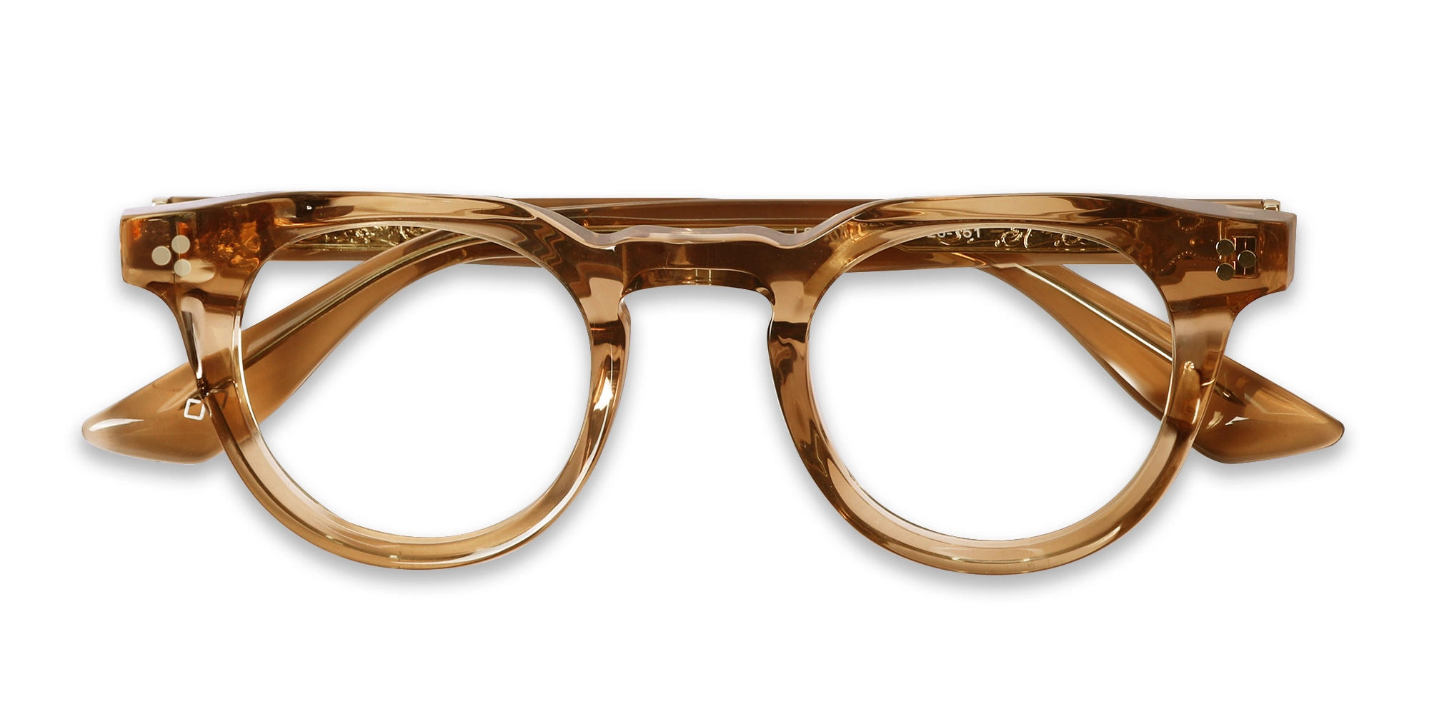 Crystal Taupe Brown Round Cat-eye Glasses-6