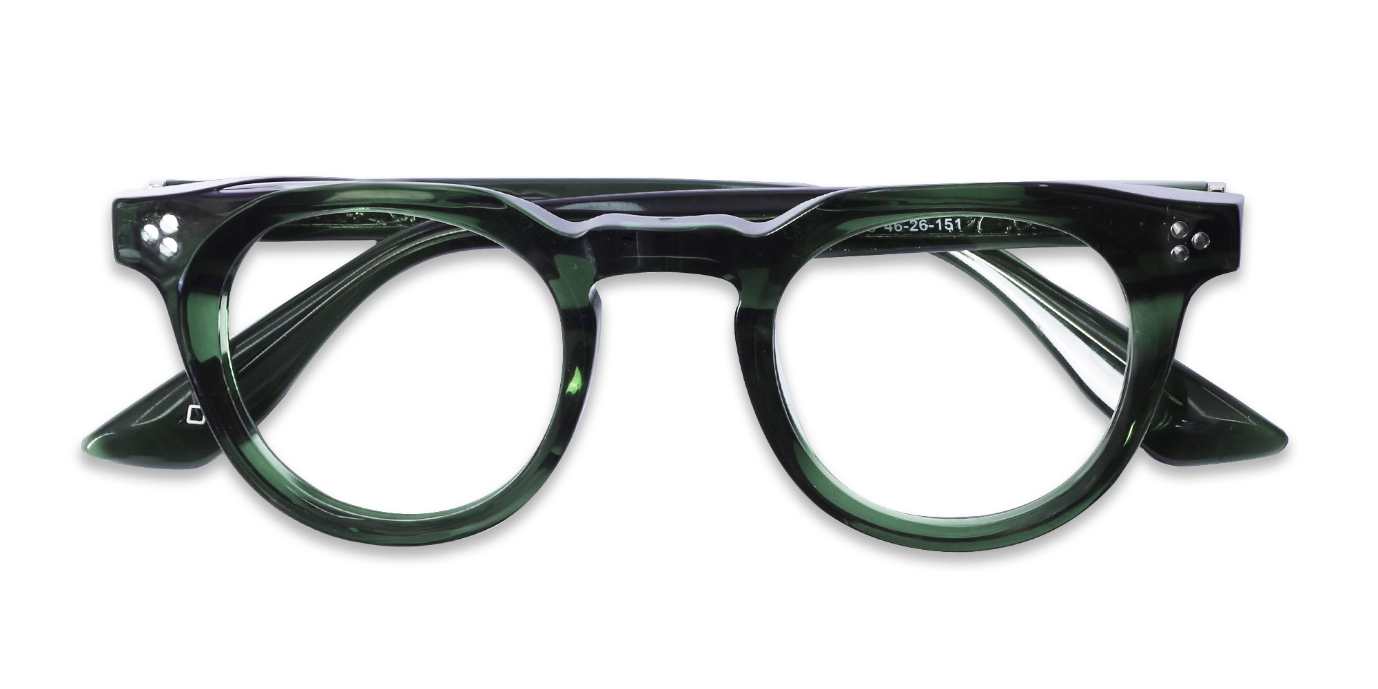 Crystal Hunter Green Round Cat-eye Glasses-6