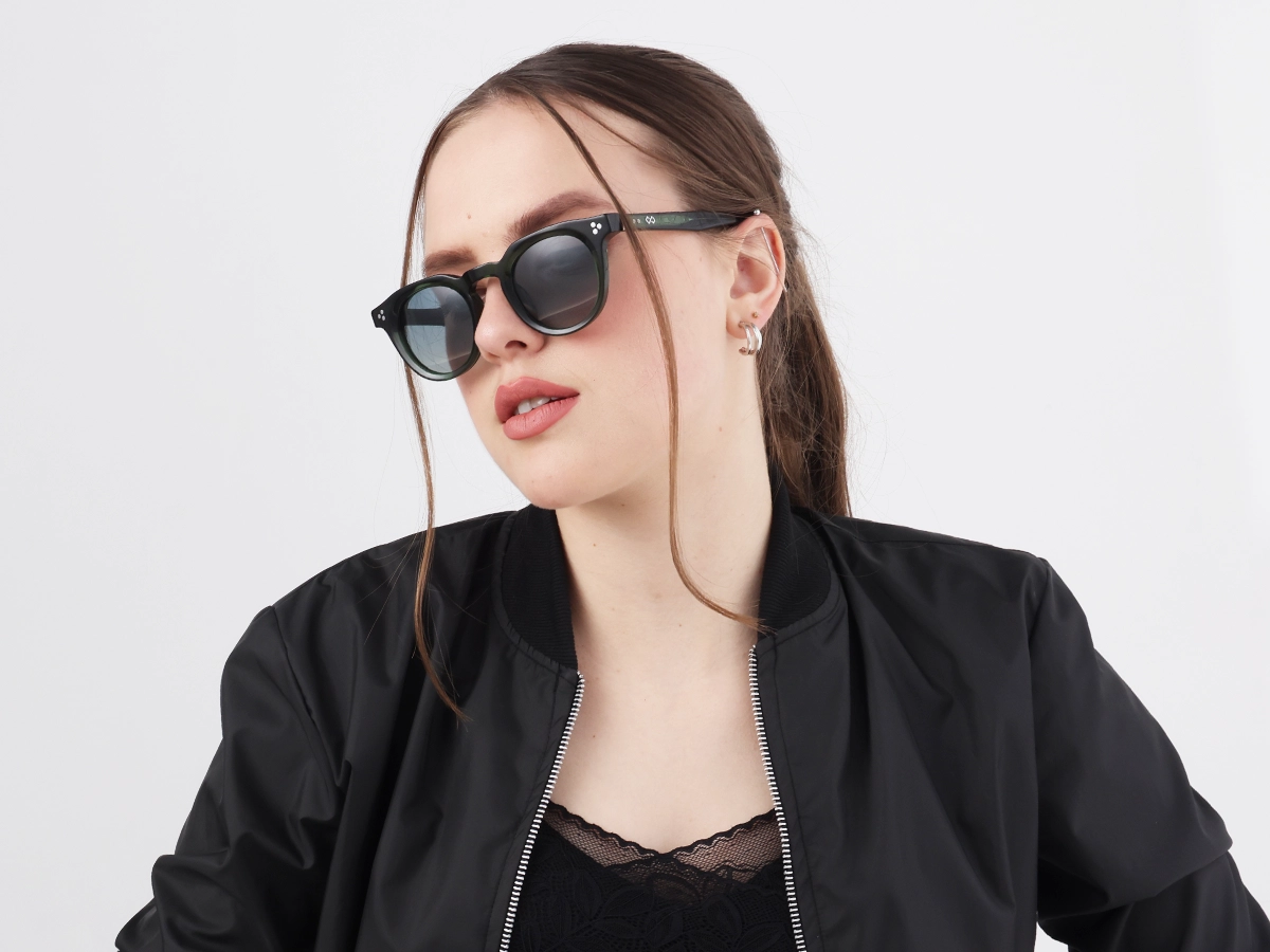 Crystal Hunter Green Cat Eye Sunglasses 51