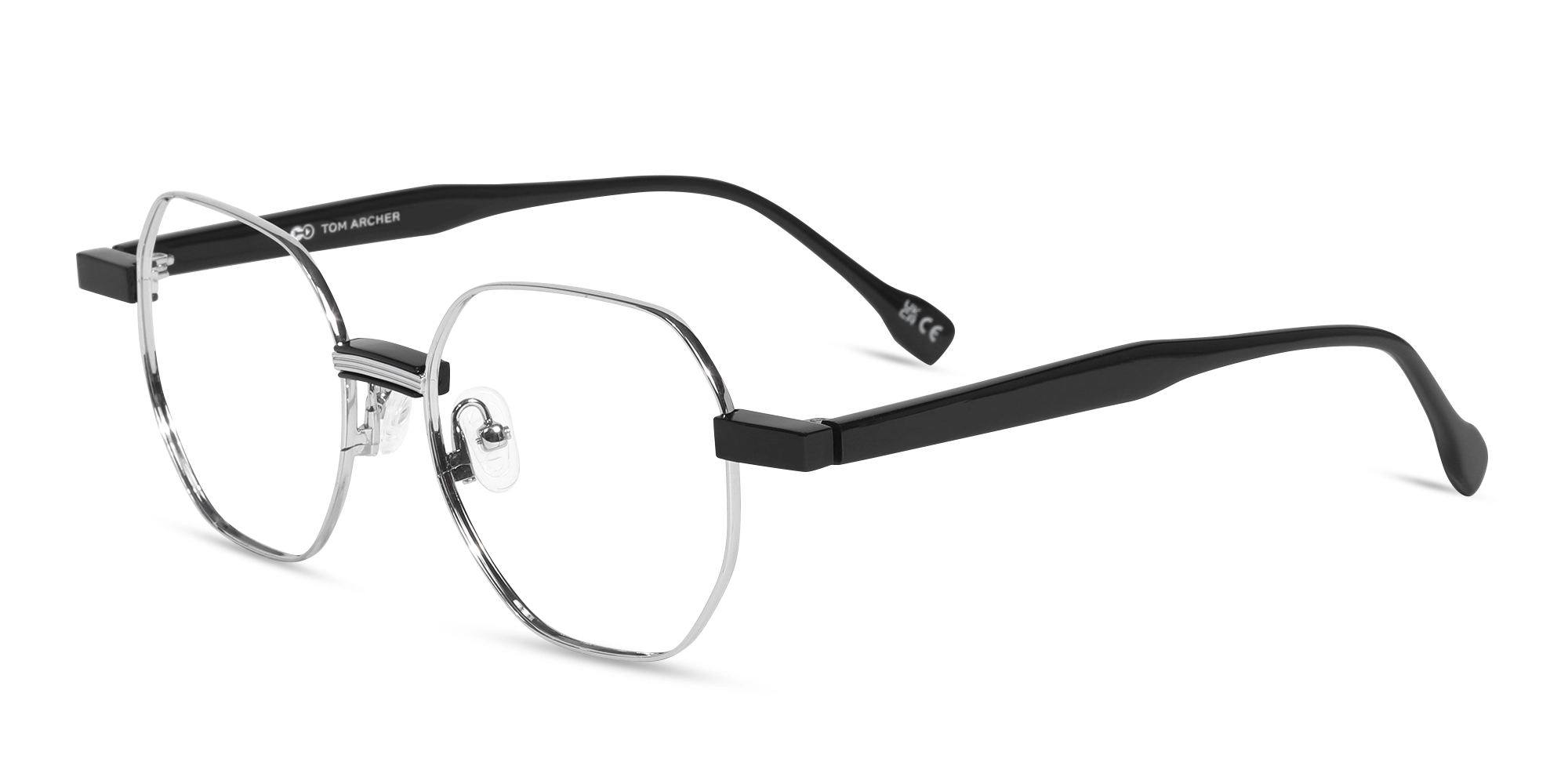 Silver Geometric Metal Full Rim Eyeglassses-3