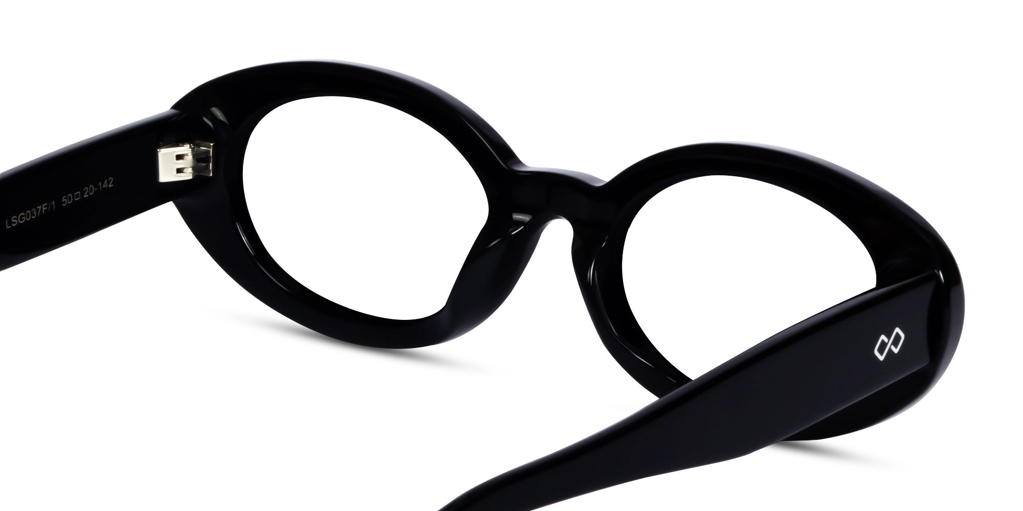 Black Oval Acetate Full-Rim Glasses