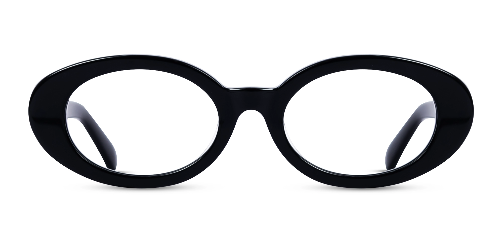Black Oval Acetate Full-Rim Glasses