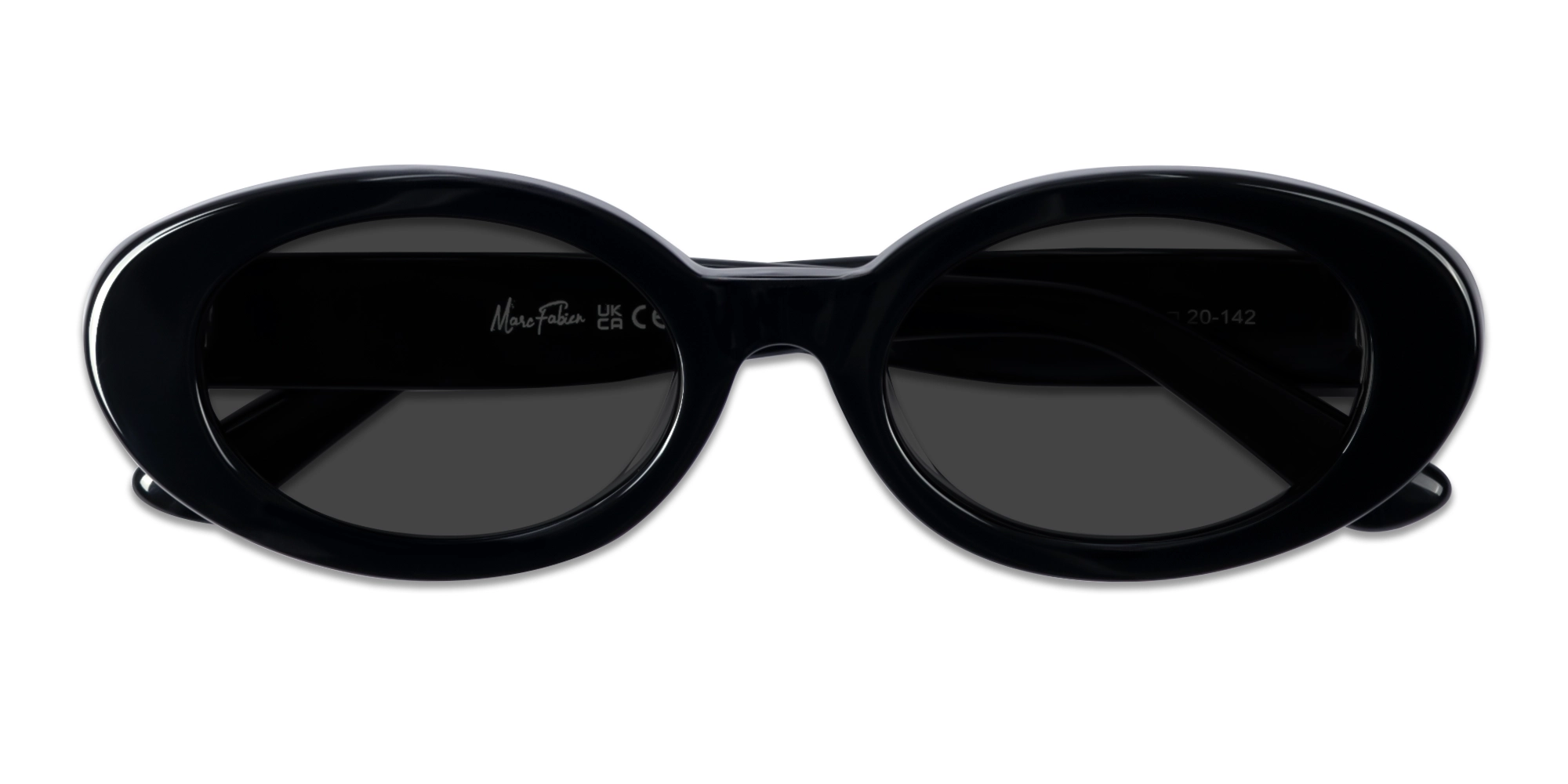 Black Oval Frame With Dark Grey Tint Sunglasses